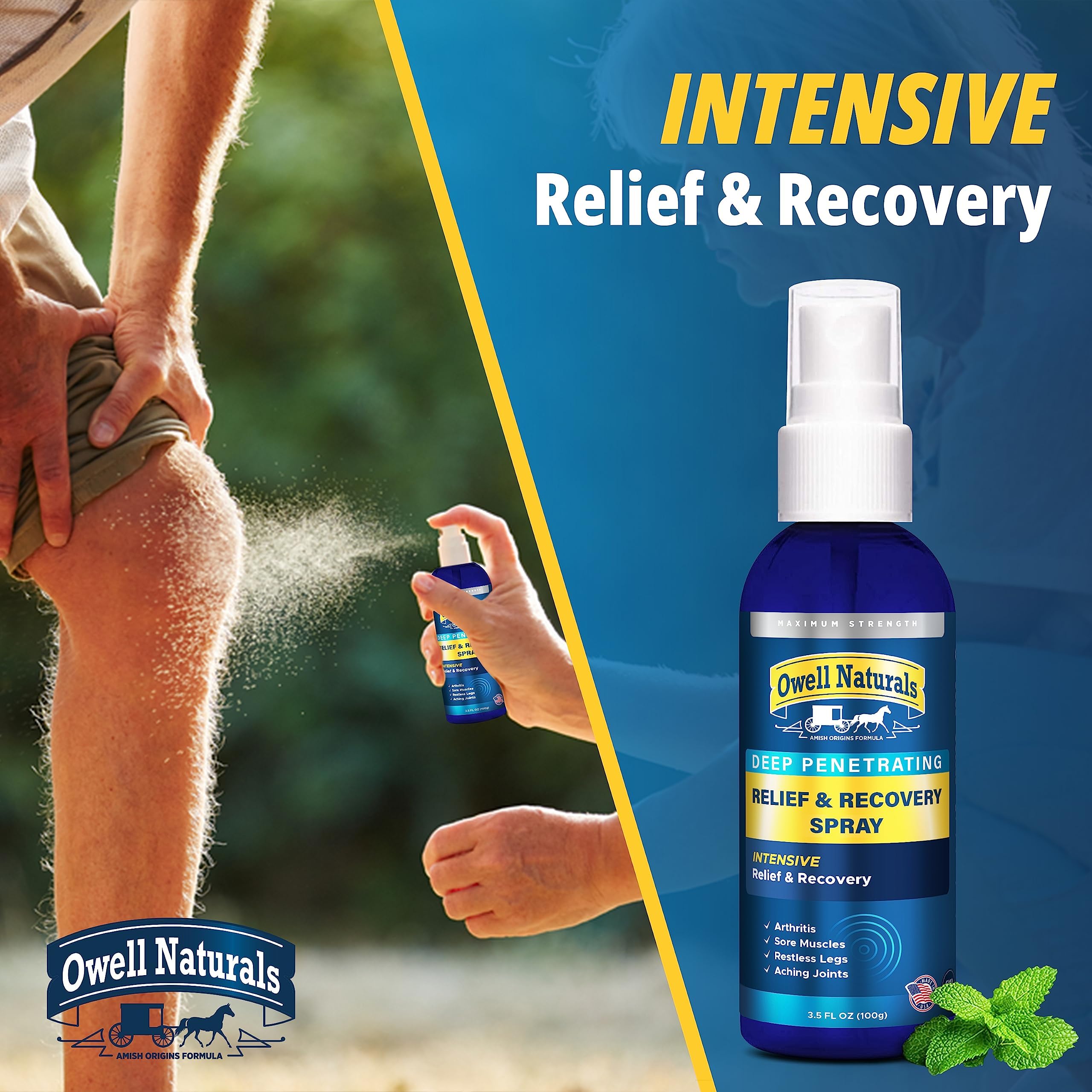 Amish Origins Deep Penetrating Pain Relief Liquid Spray - Fast-Acting, Natural Relief for Muscle Aches, Joint Pain, and Stiffness - 3.5 oz Spray Bottle Amish Origins uk supplements