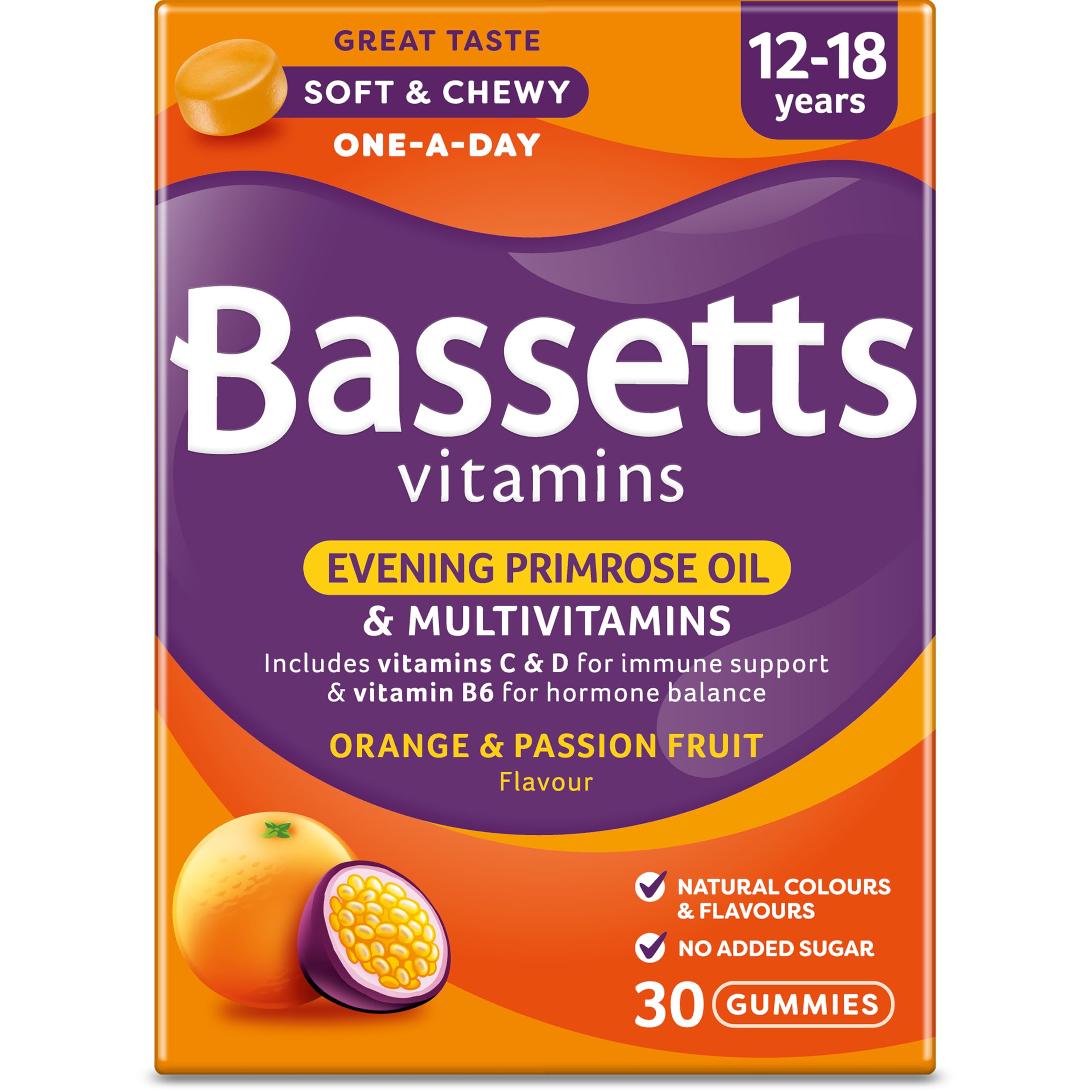 Bassetts Vitamins 12-18 EPO Orange & Passion Fruit 30's, 94.2 g, Orange and passionfruit Bassetts Vitamins uk supplements