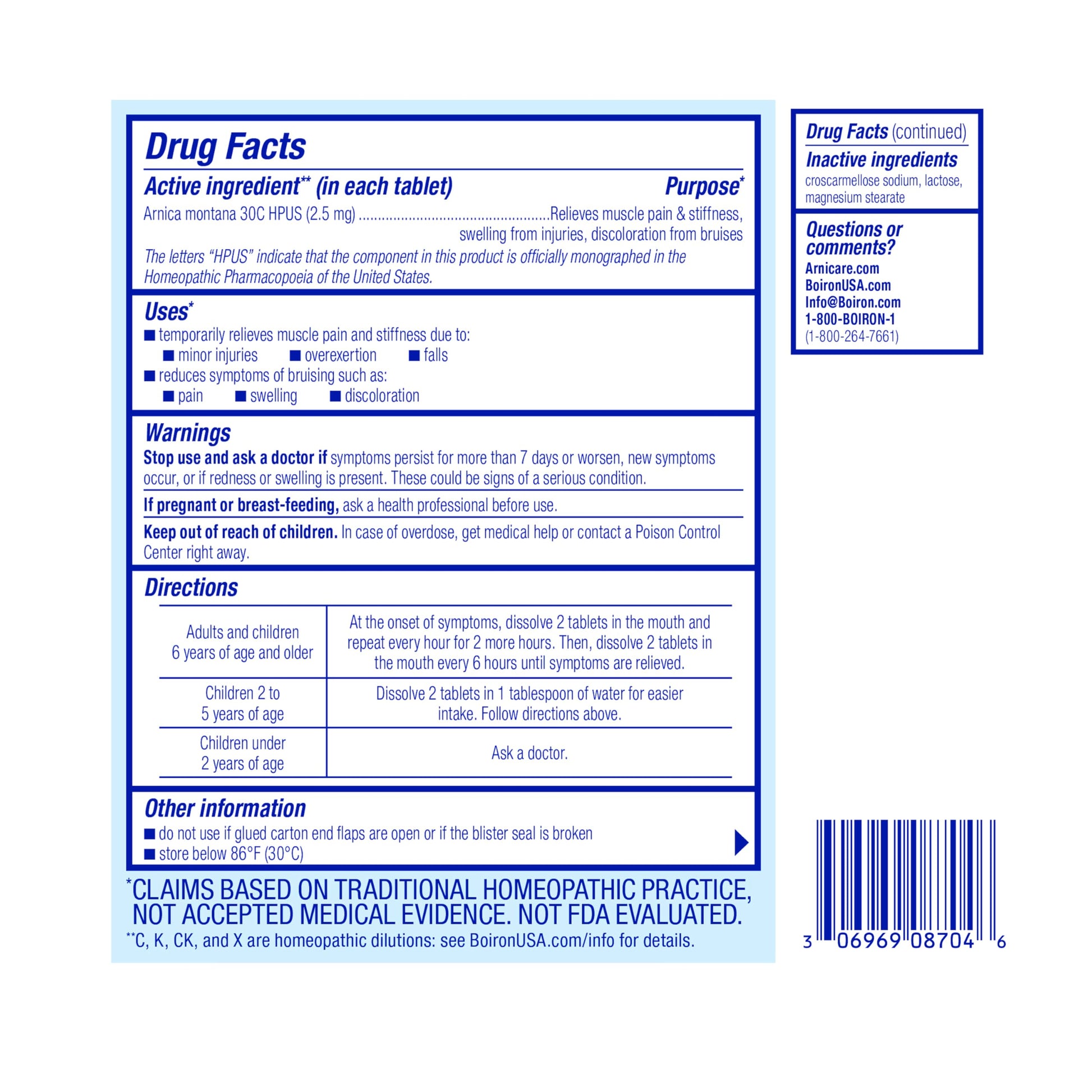 Boiron Arnica 30C Tablets for Pain Relief from Muscle Pain, Joint Soreness, Swelling from Injury or Bruises - 60 Count Boiron uk supplements