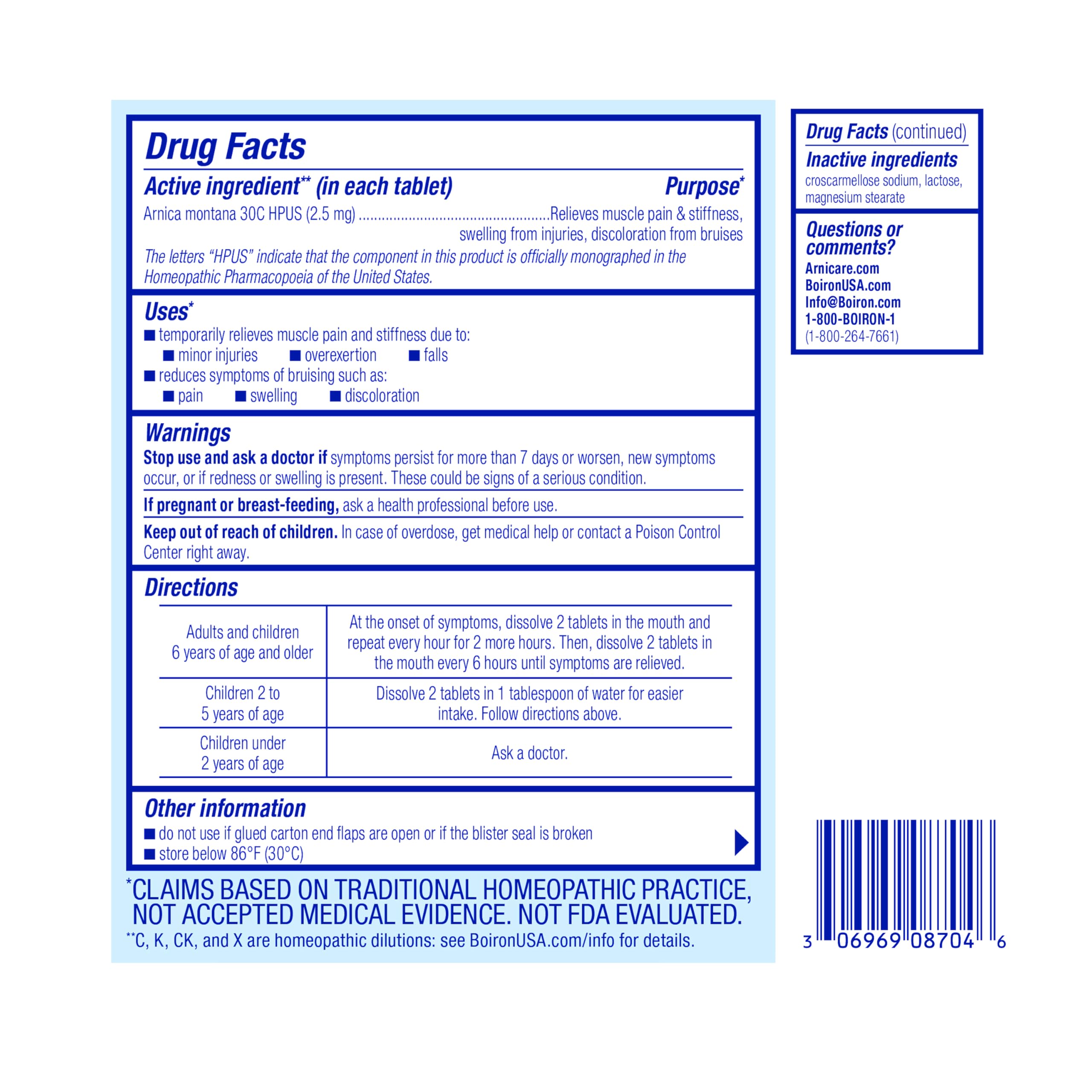Boiron Arnica 30C Tablets for Pain Relief from Muscle Pain, Joint Soreness, Swelling from Injury or Bruises - 60 Count Boiron uk supplements