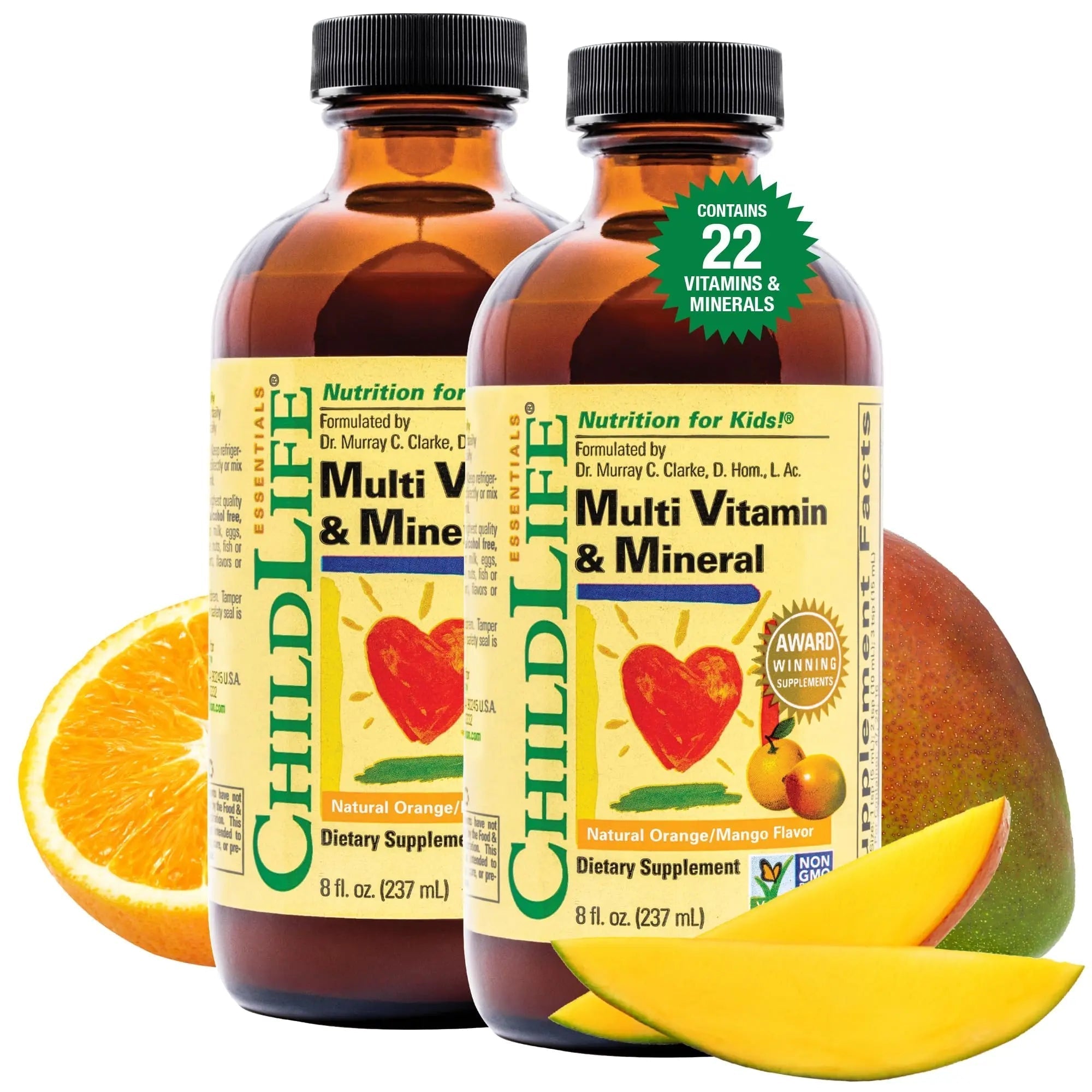 CHILDLIFE Essentials Kids Multivitamin & Mineral - Vitamins for Kids, Liquid Multivitamin for Toddler & Baby - Natural Orange & Mango, 8 Fl Oz (Pack of 2) CHILDLIFE ESSENTIALS uk supplements