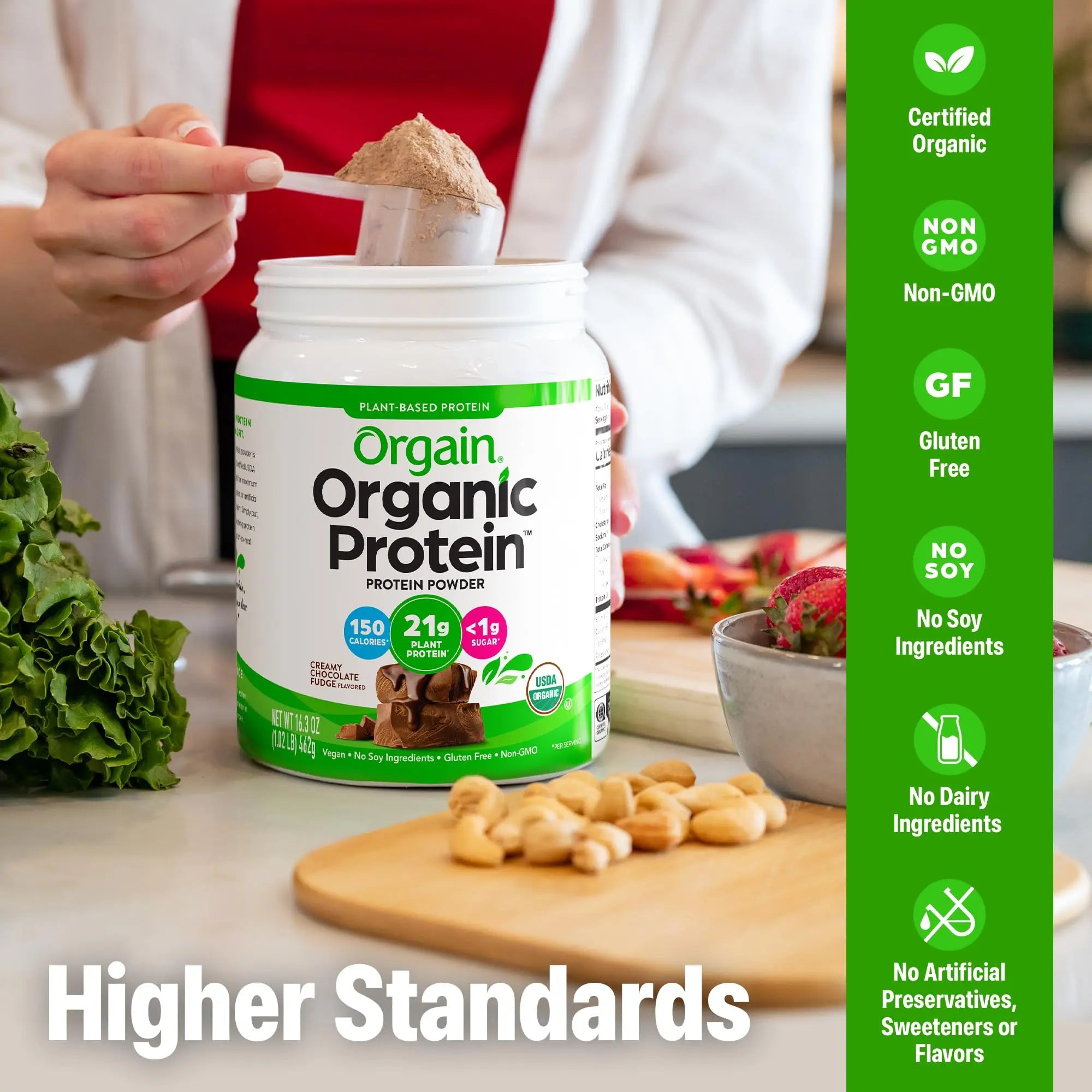 Orgain Organic Vegan Protein Powder, Creamy Chocolate Fudge - 21g Plant Protein, 7g Prebiotic Fiber, Low Net Carb, No Lactose Ingredients, No Added Sugar Orgain uk supplements