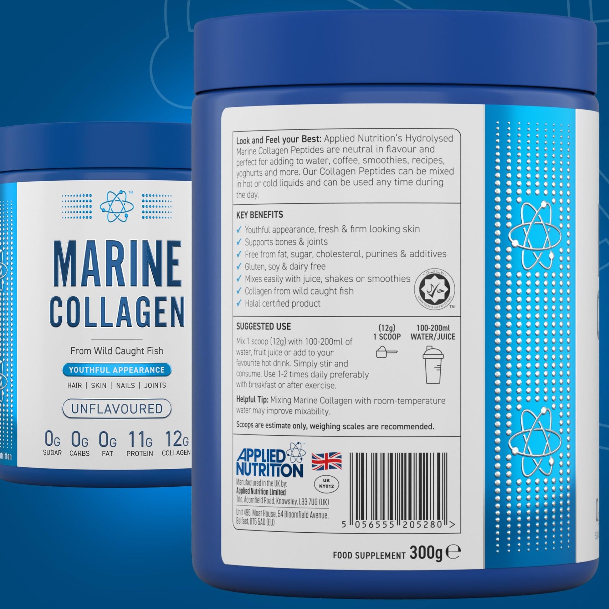 Applied Nutrition Marine Collagen Powder - Hydrolysed Collagen Protein, Healthy Skin, Hair, Nails Applied Nutrition uk supplements