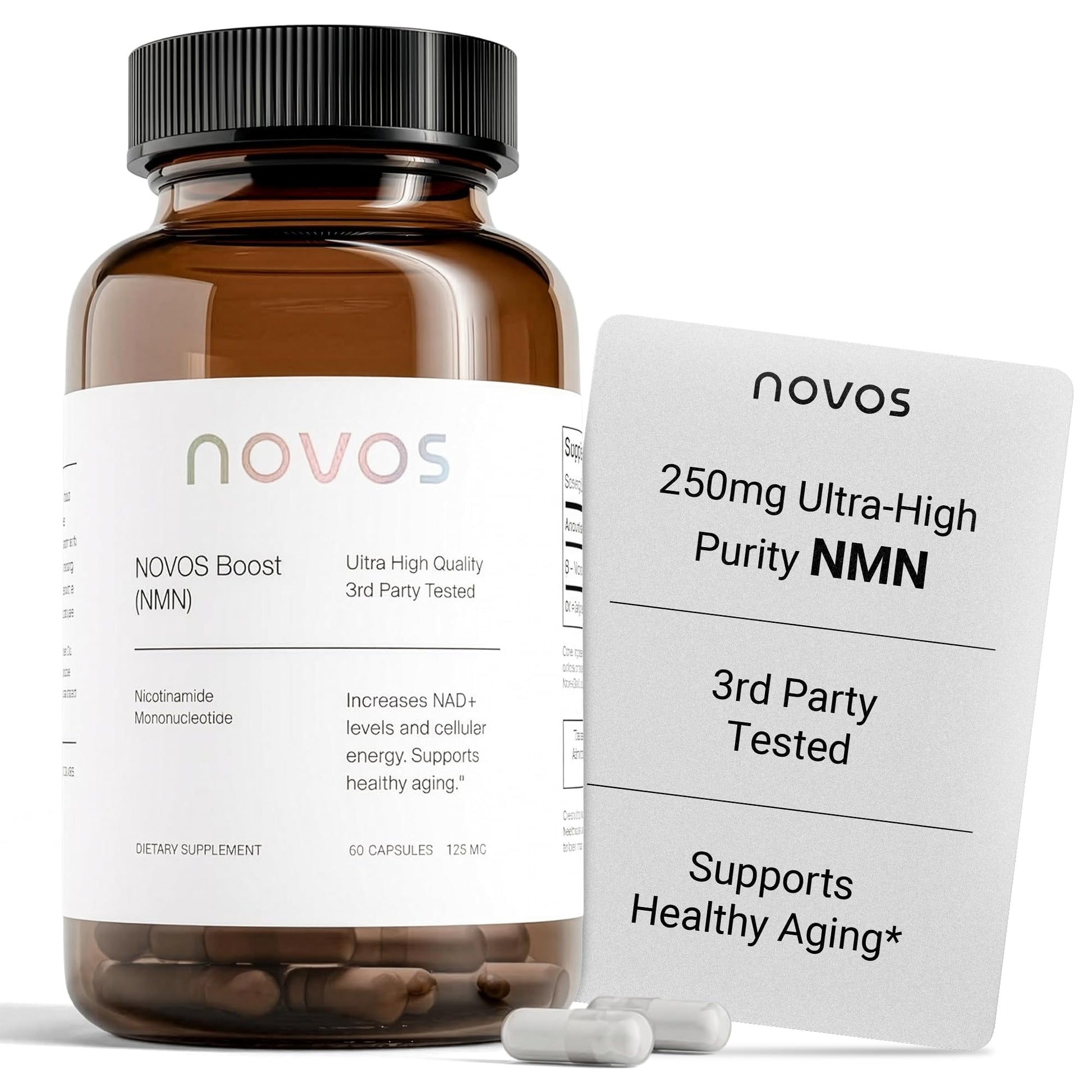 Novos Boost NMN - Contains 250 mg of High-Purity NMN, 60 Capsules, Supports Cellular Repair and DNA Protection, Boosts NAD+ Novos uk supplements