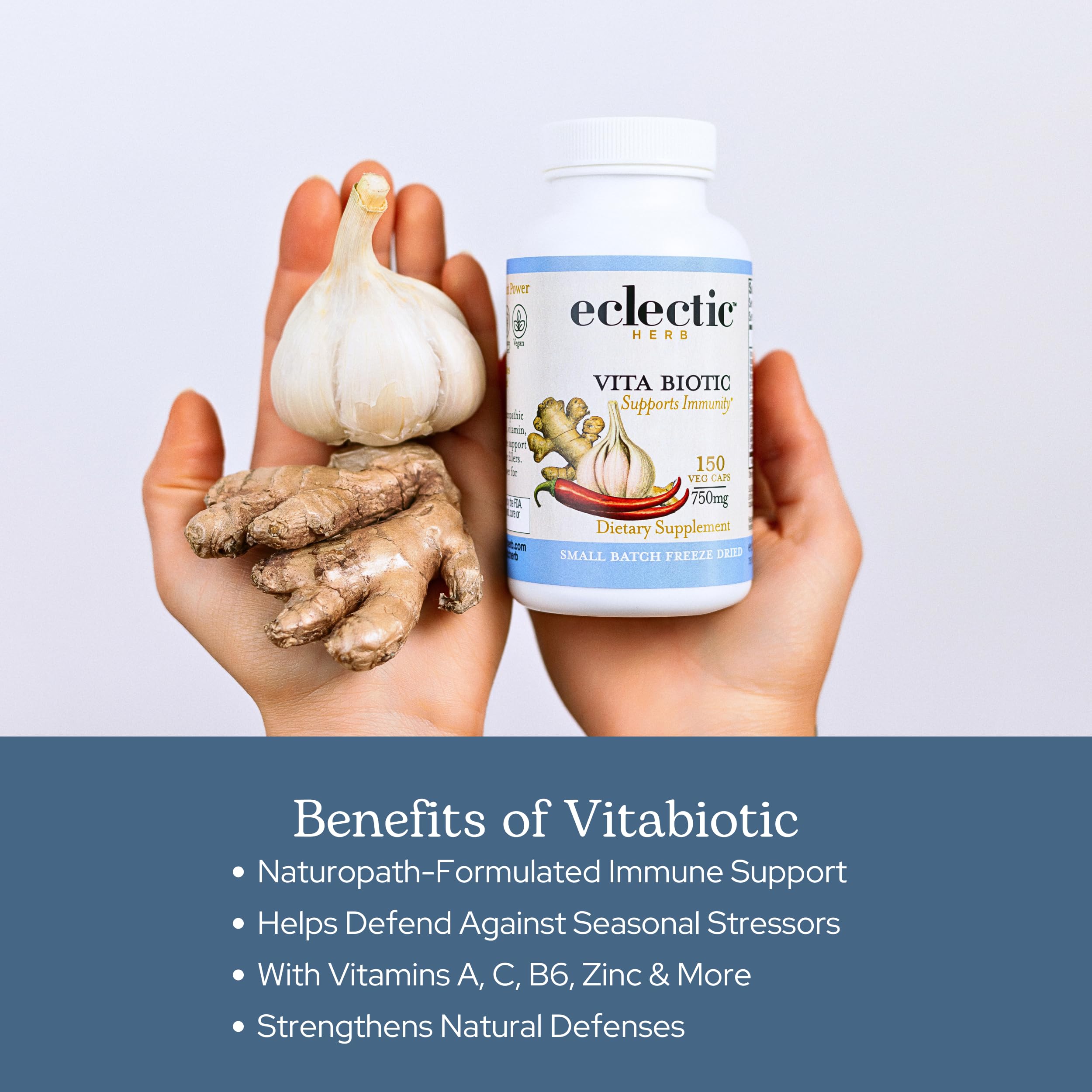 Eclectic Herb - Vitabiotic Capsules | Immune Support | Natural Herbal Multivitamin Supplement | Freeze Dried, Organic, Non-GMO, Vegan, Whole Herb (150 CT | 750 mg) ECLECTIC INSTITUTE uk supplements