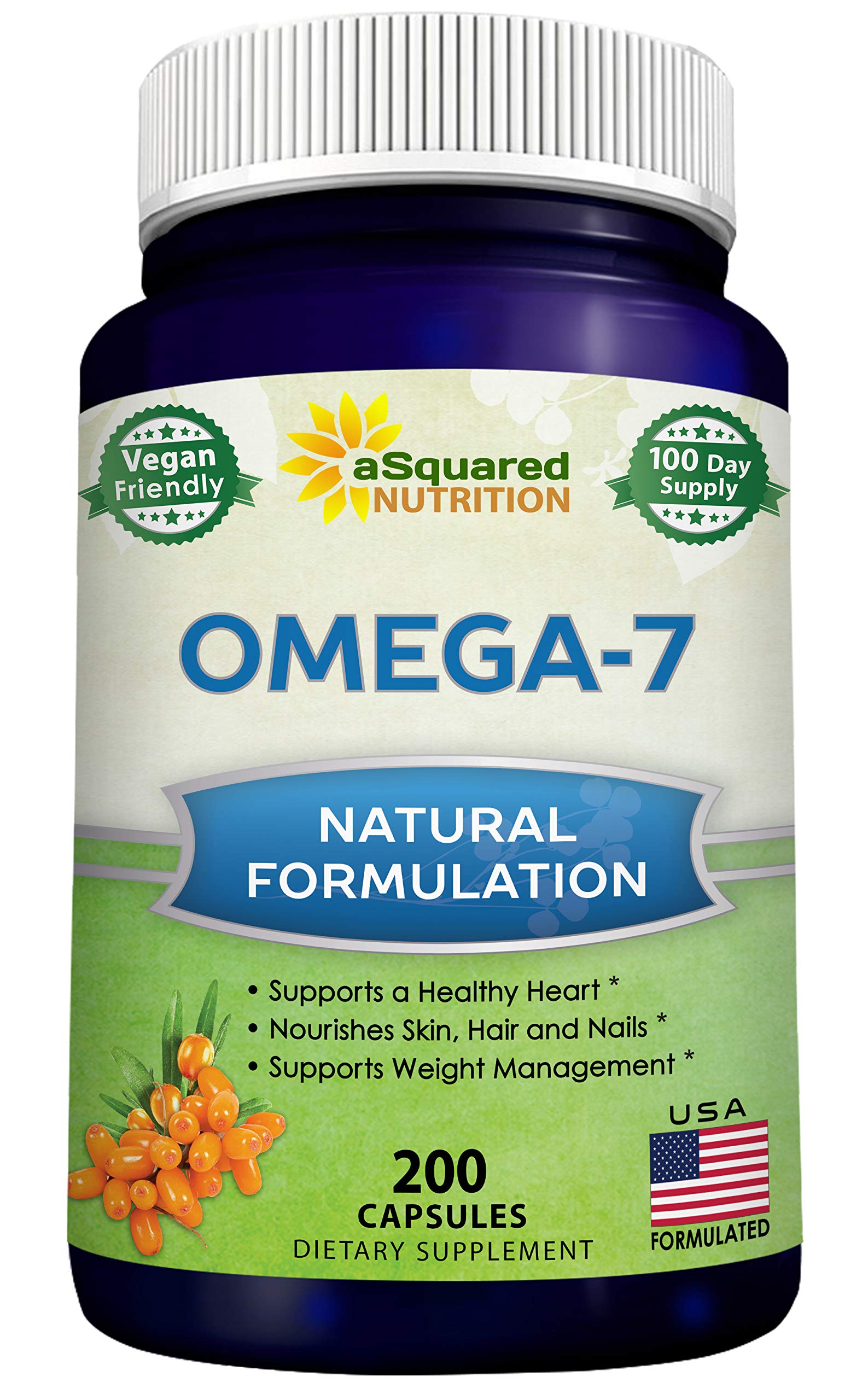 aSquared Nutrition Purified Omega 7 Fatty Acids-200 Capsules from Natural Sea Buckthorn aSquared Nutrition uk supplements
