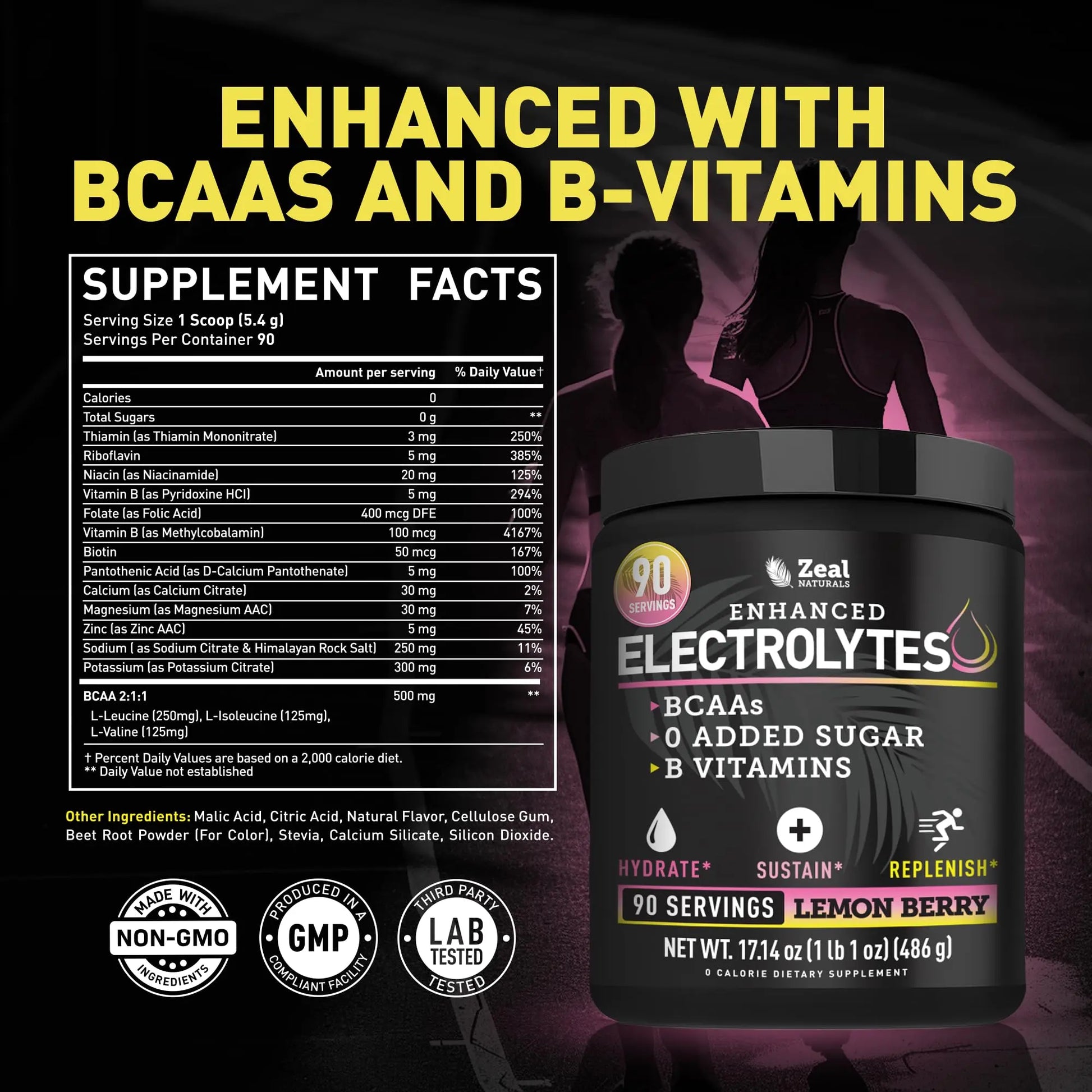 Zeal Electrolyte Powder - 90 Servings | Keto Electrolytes Powder | Zero Sugar, BCAAs, B-Vitamins | Potassium, Zinc, Magnesium Zeal Naturals uk supplements