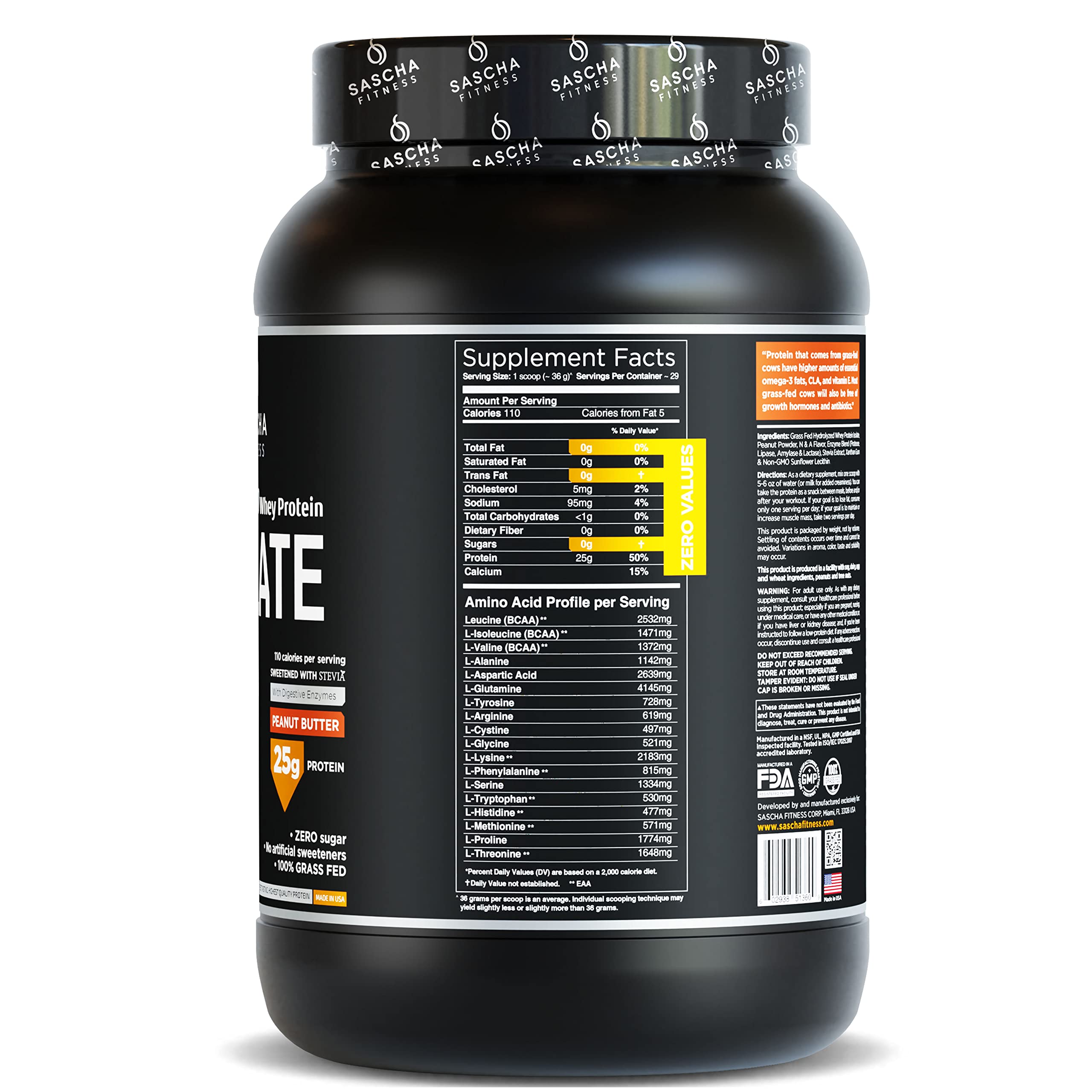 SASCHA FITNESS Hydrolyzed Whey Protein Isolate,100% Grass-Fed ,2.3 Pounds SASCHA FITNESS uk supplements