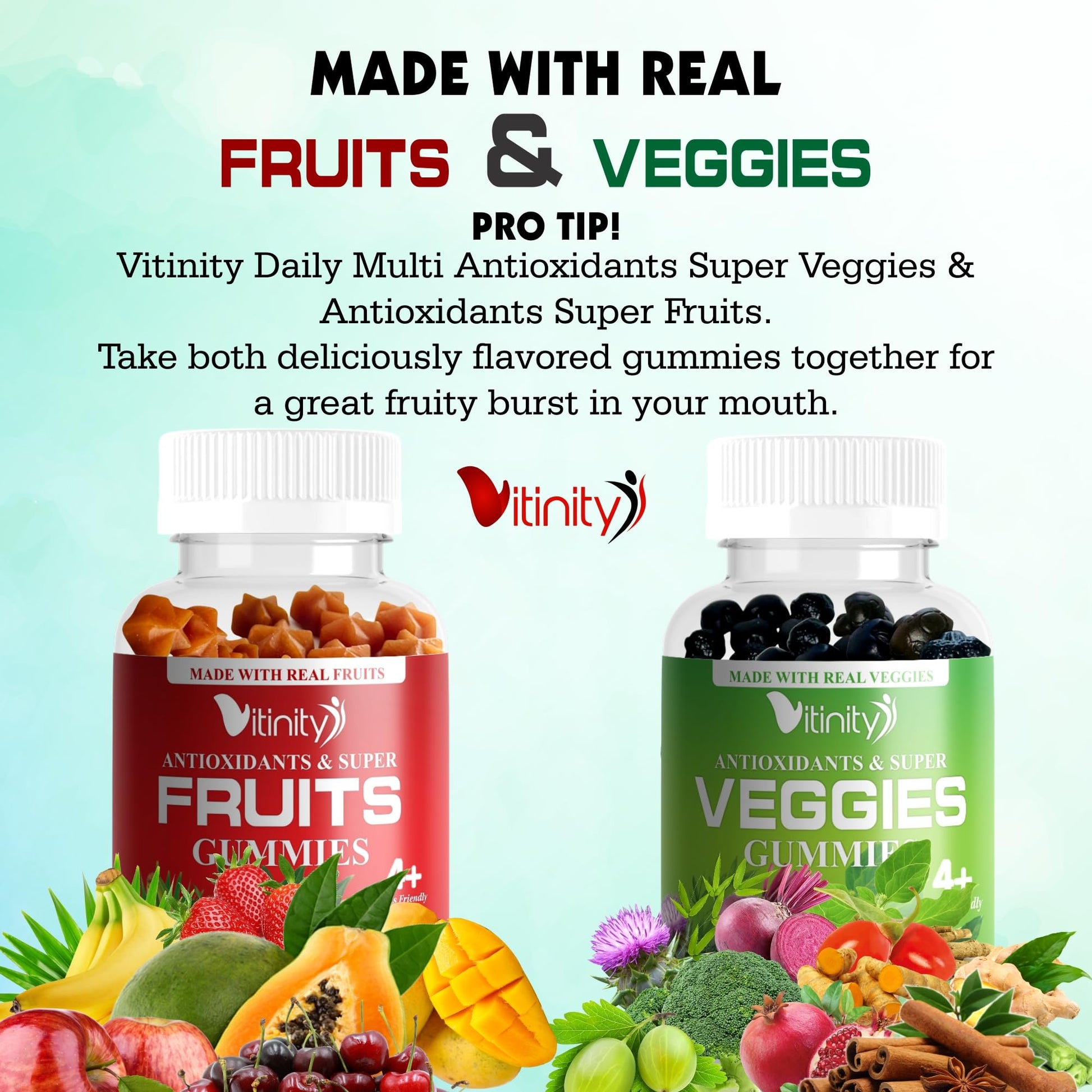 VITINITY Made with Real Fruit-Real Veggie Gummies-Superfood Vegetable Vitamin Sup VITINITY uk supplements