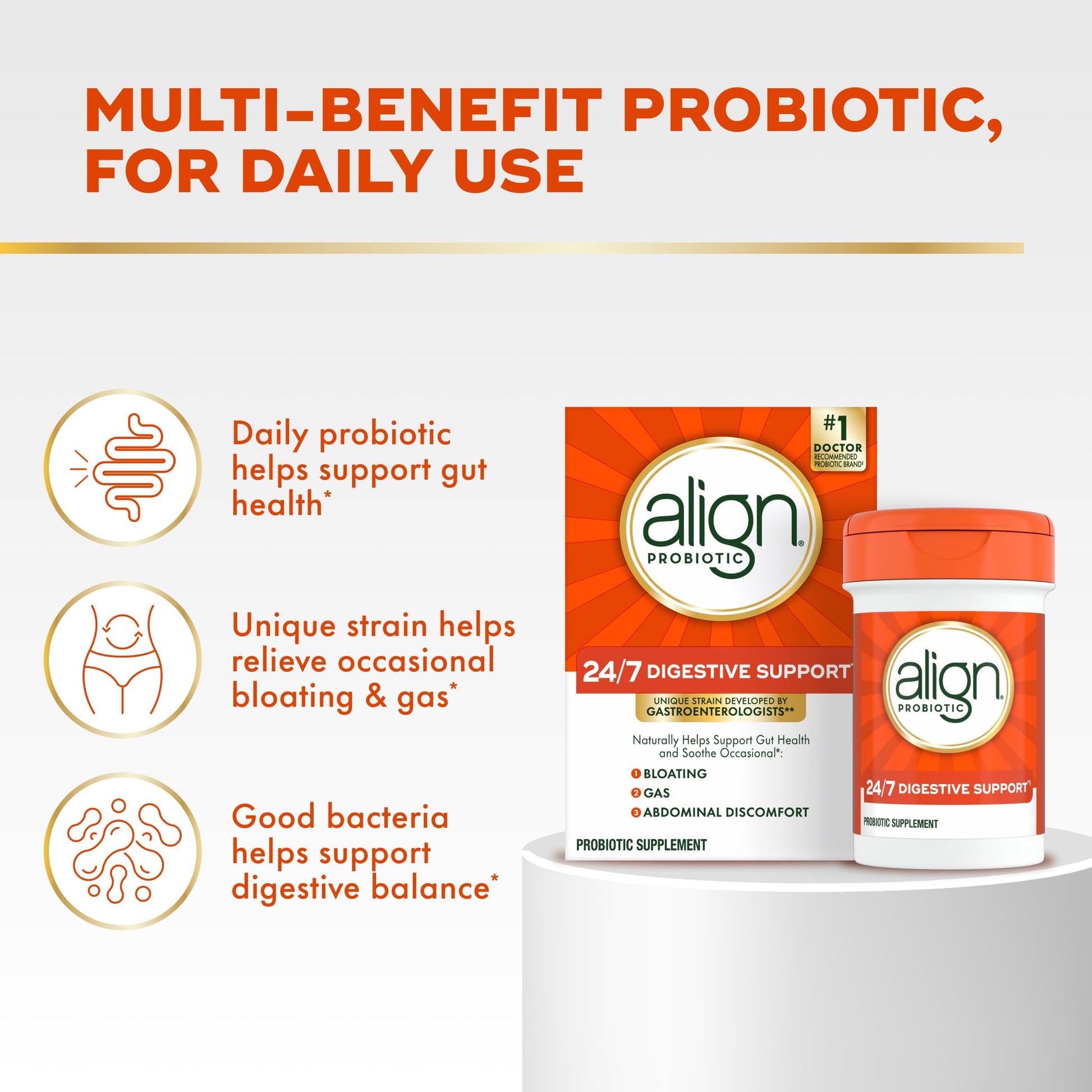 Align Probiotic, 24/7 Digestive Support*§, Probiotics for Women and Men, Probiotics for Digestive Health, Men and Womens Probiotic Capsules Help Relieve Occasional Bloating & Gas*, 14 Capsules Align uk supplements