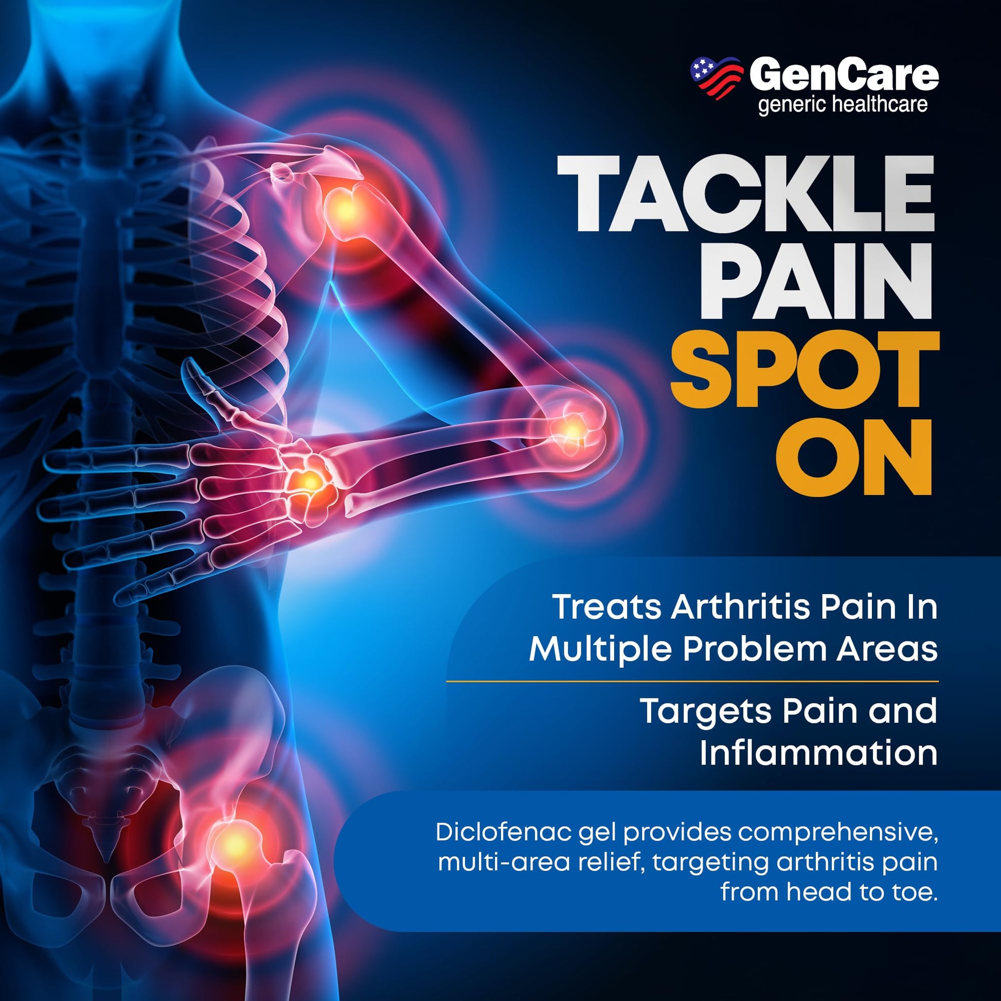 GenCare Arthritis Pain Relief Diclofenac Sodium Topical Gel 1 Percent (NSAID) - Clinically Proven Arthritis Pain Reliever - Compare to The Active Ingredient in Voltaren Gel (5.29 oz) GenCare uk supplements