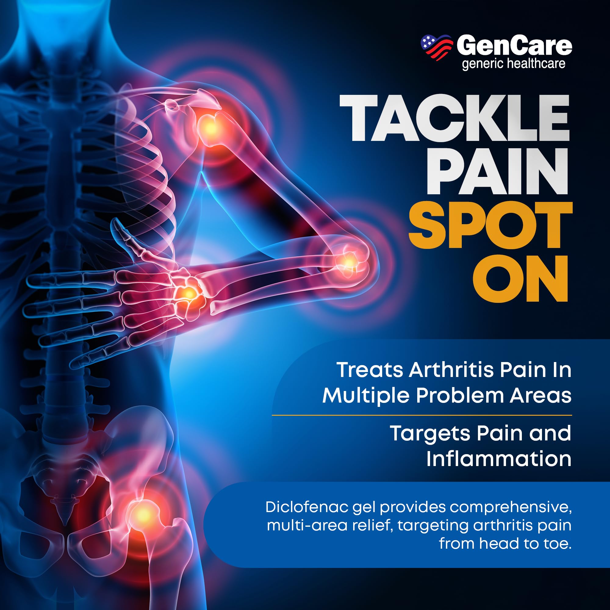 GenCare Arthritis Pain Relief Diclofenac Sodium Topical Gel 1 Percent (NSAID) - Clinically Proven Arthritis Pain Reliever - Compare to The Active Ingredient in Voltaren Gel (5.29 oz) GenCare uk supplements