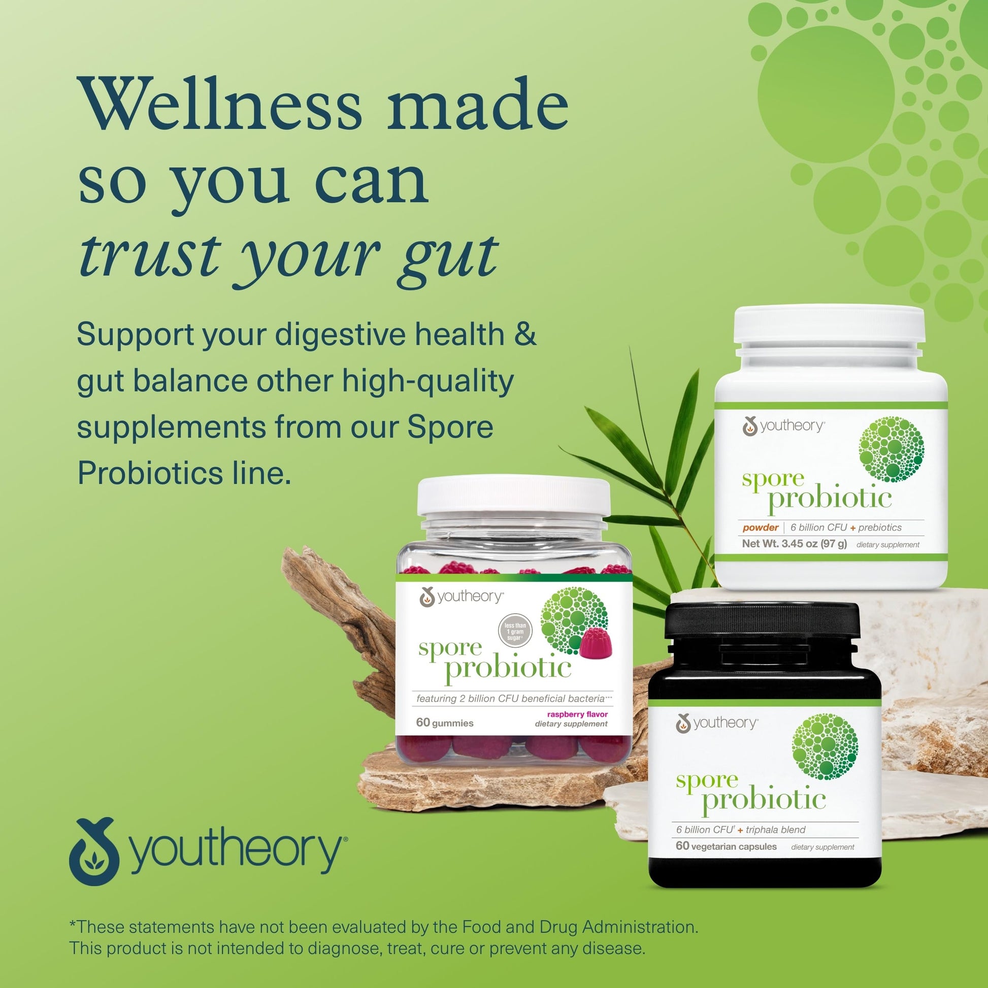 Youtheory Spore Probiotic - Helps Gut Health* - 6 Billion CFU with Prebiotics - Supports Regular Bowel Movement & Diarrhea Relief* - Shelf Stable - 60 Vegetarian Capsules (30-Day Supply) Youtheory uk supplements