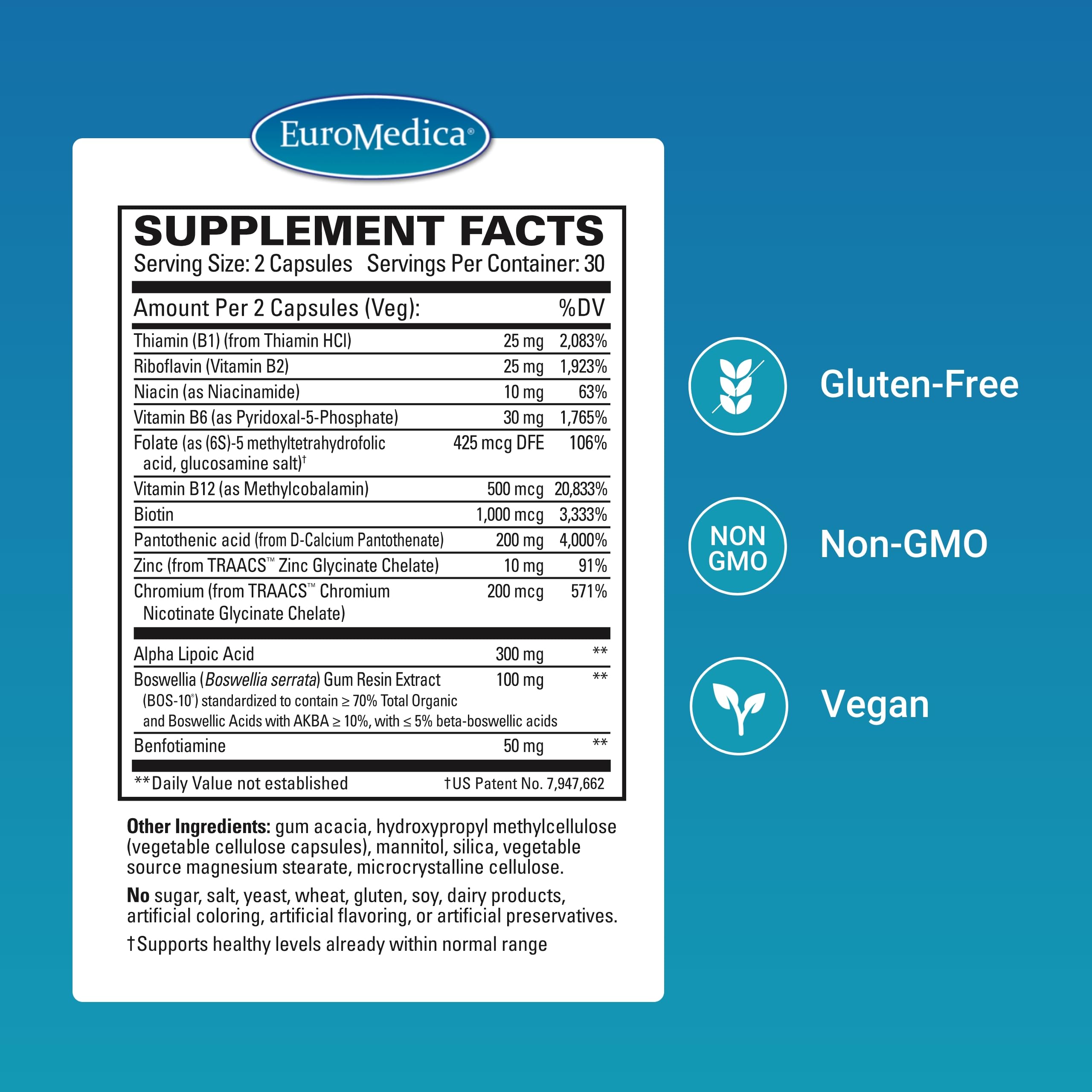 EuroMedica Nerve Complex - Herbal Supplement with Bioactive Vitamin B12 - Circulation & Nerve Health Support Supplement - Vegan Capsules with Boswellia Serrata - 60 Capsules, 2 Pack (120 Capsules) EuroMedica uk supplements