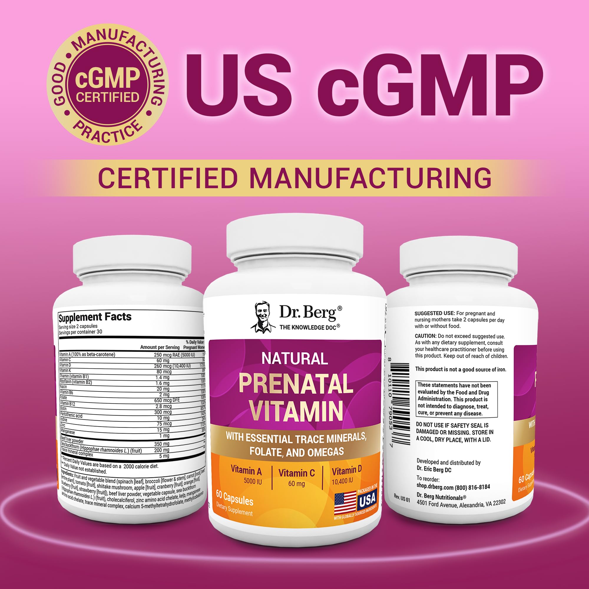 Dr. Berg Natural Prenatal Vitamins for Women (Pregnant & Nursing) - Prenatal Vitamins with Folate, Vitamins, Minerals, Omegas, &11 Powerful Superfoods - Womens Prenatal Multivitamin - 60 Capsules Dr. Berg Nutritionals uk supplements