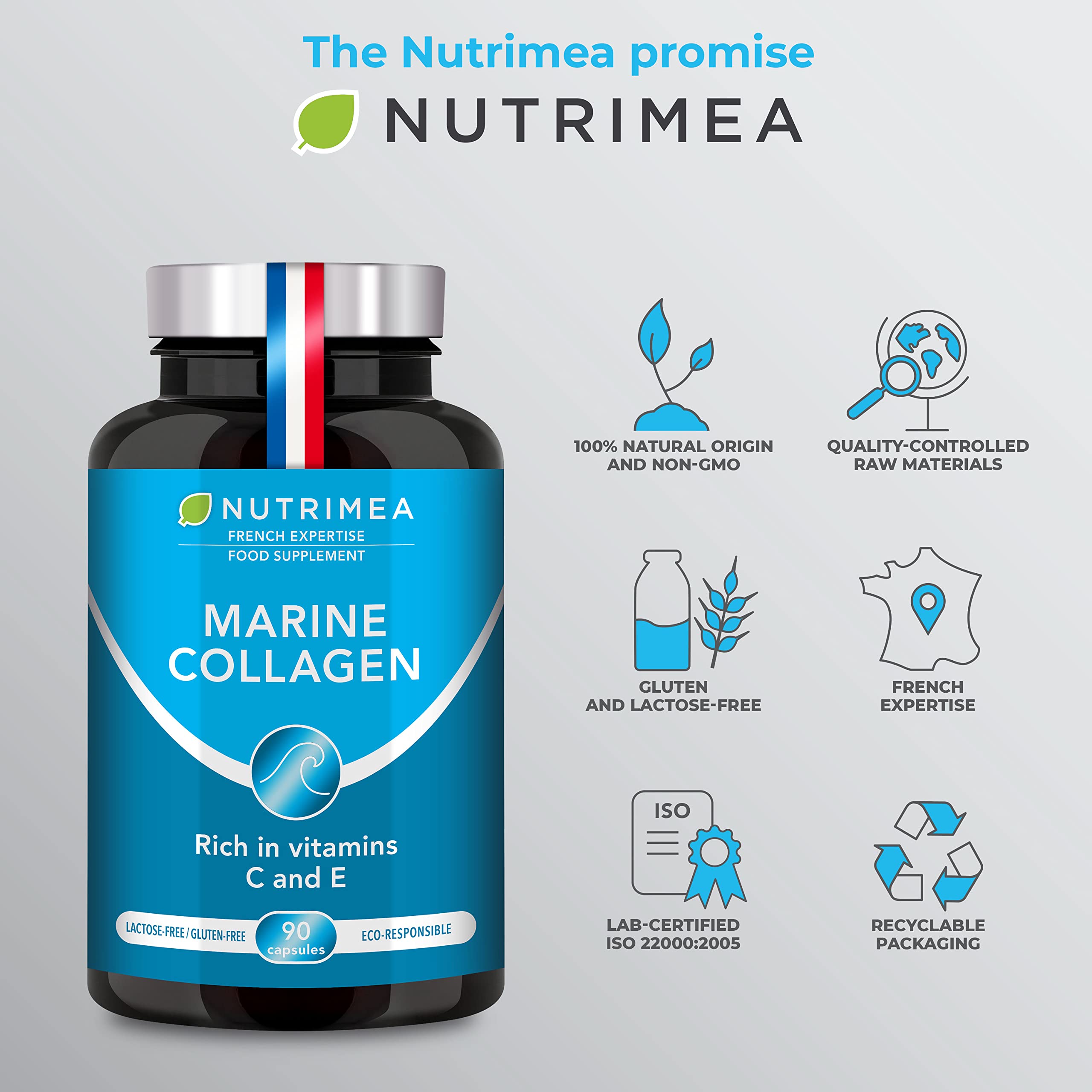 Pure Marine Collagen (900mg) - Enriched with Vitamins C and E – Patented Premium Type I & II Hydrolysed Collagen Plastimea uk supplements
