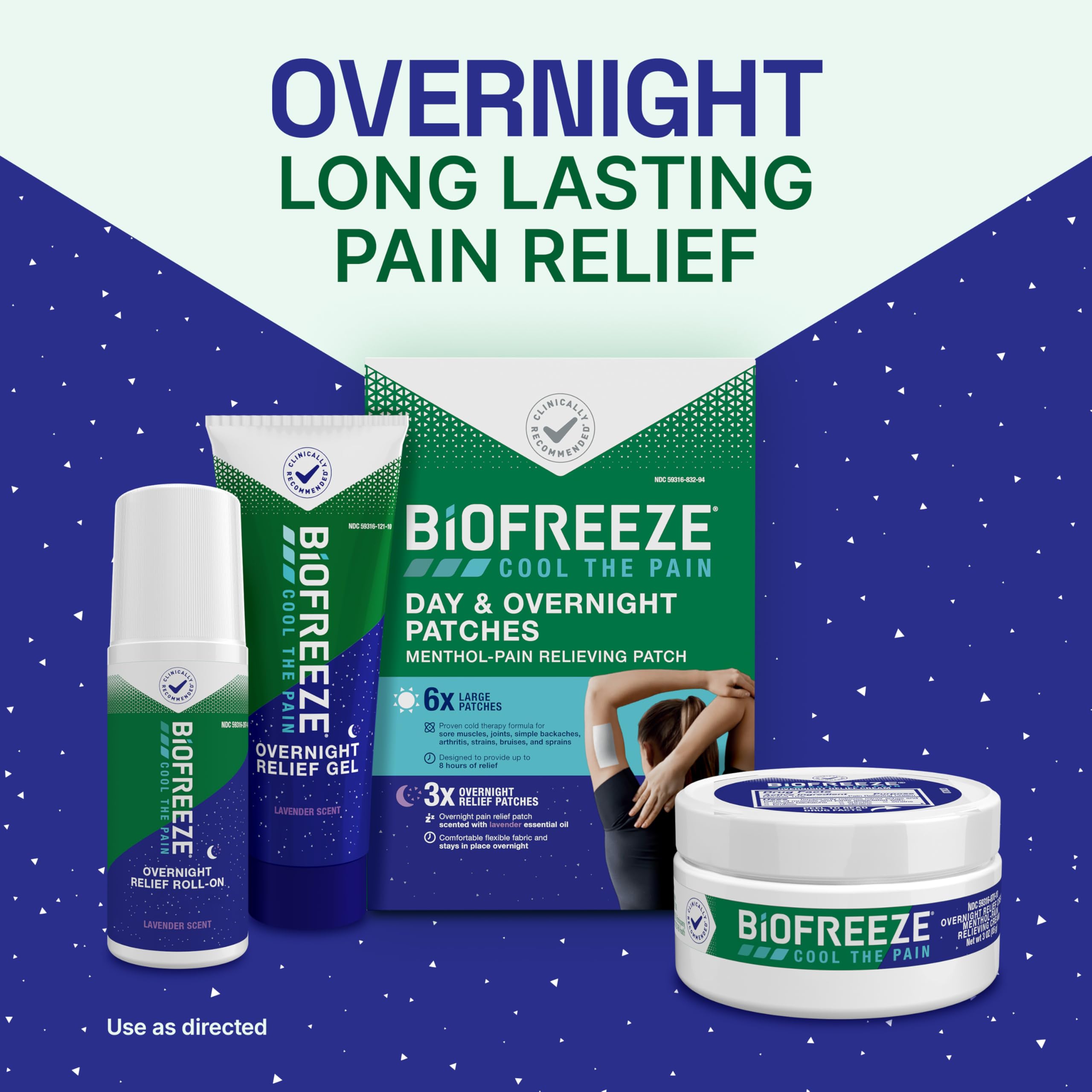 Biofreeze Day & Overnight Pain Relief Patches, Menthol Pain Patches for Arthritis & Muscle Pain Relief, Comfortable & Flexible Fabric Stays in Place, 9 Patches (6 Day, 3 Night) Biofreeze uk supplements