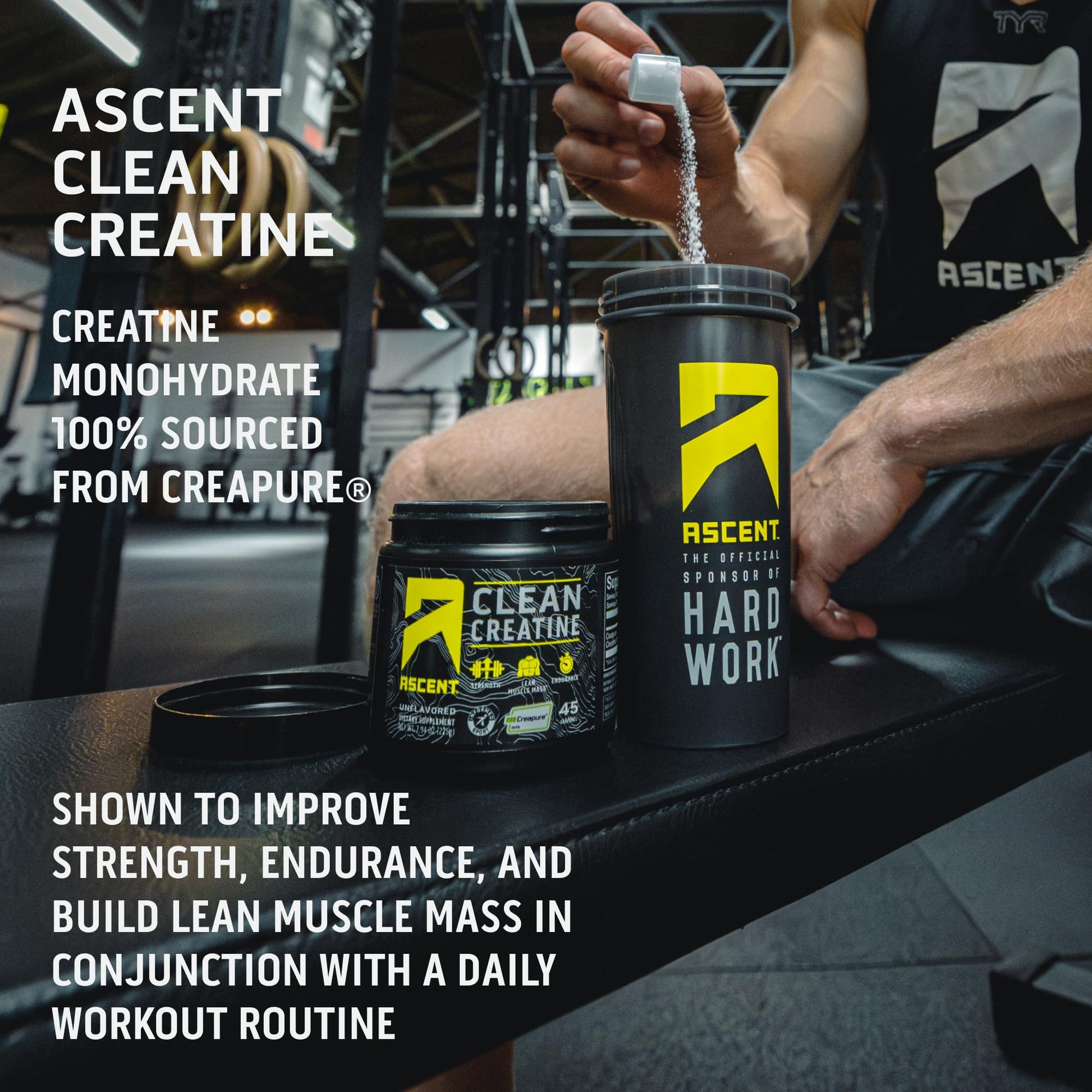 Ascent Clean Creatine Monohydrate Powder - 5G Per Serving, Creapure Creatine Supple Ascent uk supplements