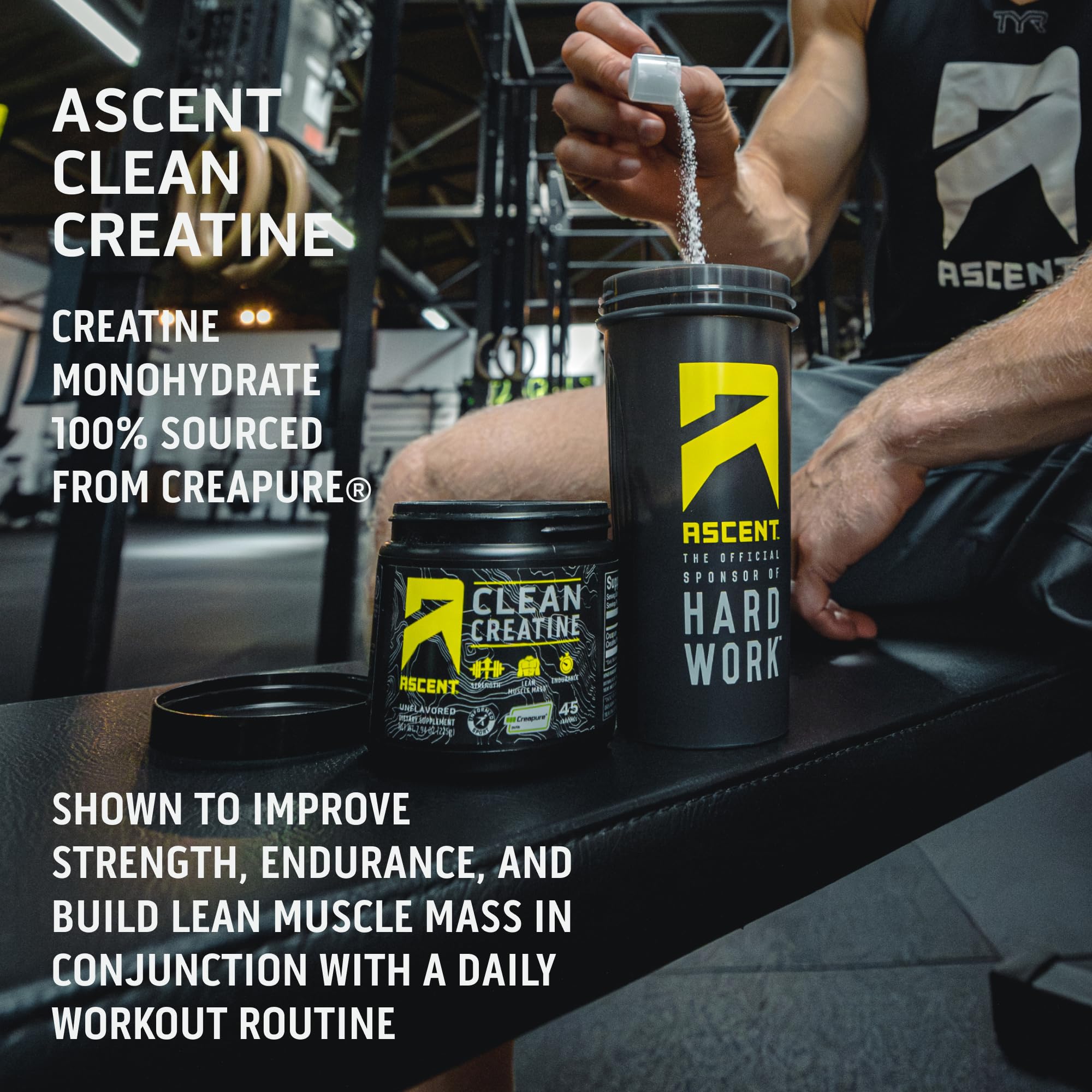 Ascent Clean Creatine Monohydrate Powder - 5G Per Serving, Creapure Creatine Supple Ascent uk supplements