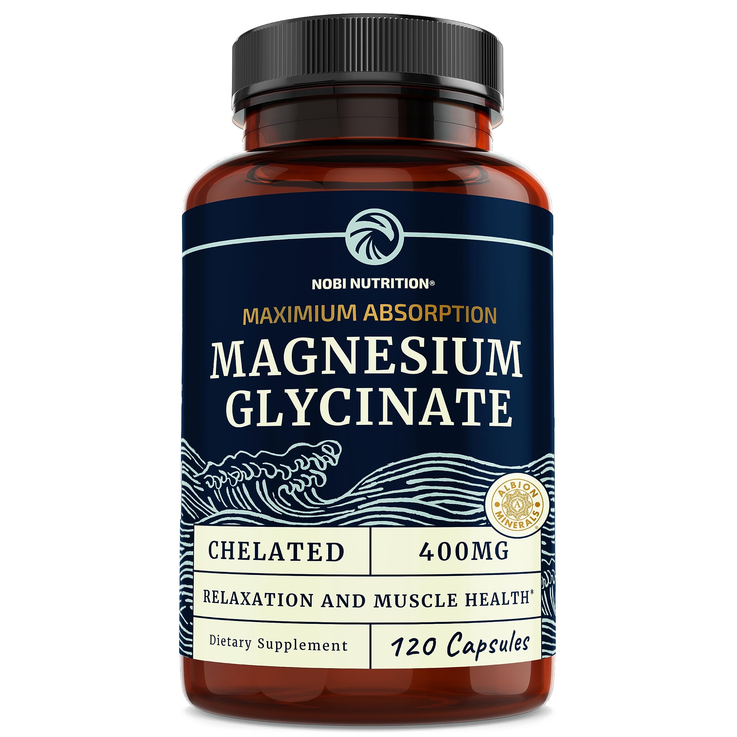 Magnesium Glycinate 400mg | Chelated Bisglycinate for Muscle Relaxation, Bones Nobi Nutrition uk supplements
