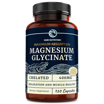 Magnesium Glycinate 400mg | Chelated Bisglycinate for Muscle Relaxation, Bones Nobi Nutrition uk supplements