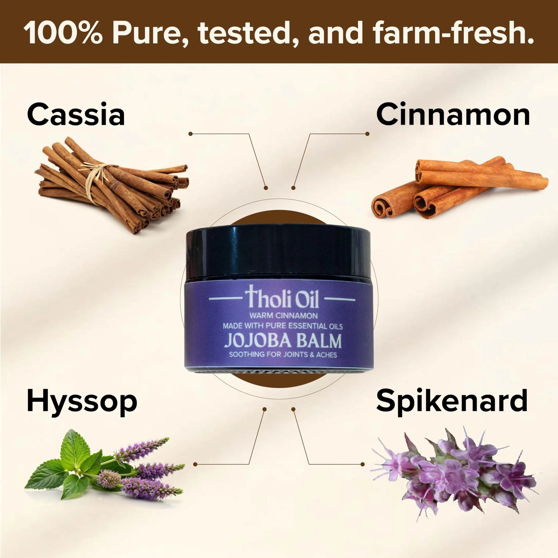 tHOli Plantar Fasciitis Relief Balm – Jojoba Cream with Cinnamon, Cassia, Spikenard & Hyssop – Soothes Heels, Supports Joints & Skin Repair (1oz) Tholi Oil uk supplements