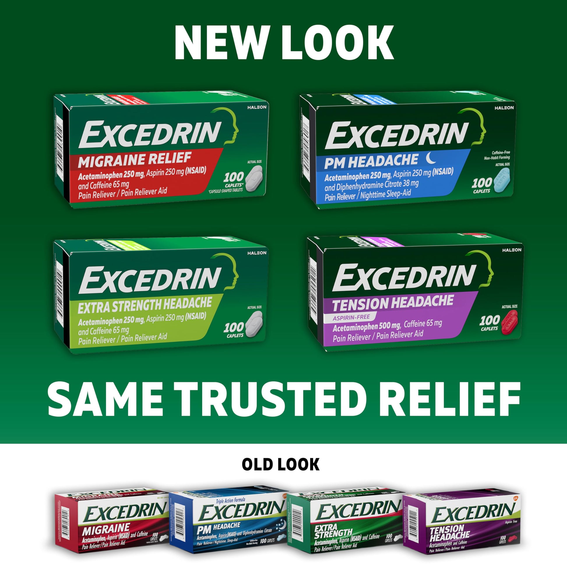Excedrin Tension Headache Relief Caplets Without Aspirin for Head, Neck and Shoulder Pain Relief - 100 Count Excedrin uk supplements