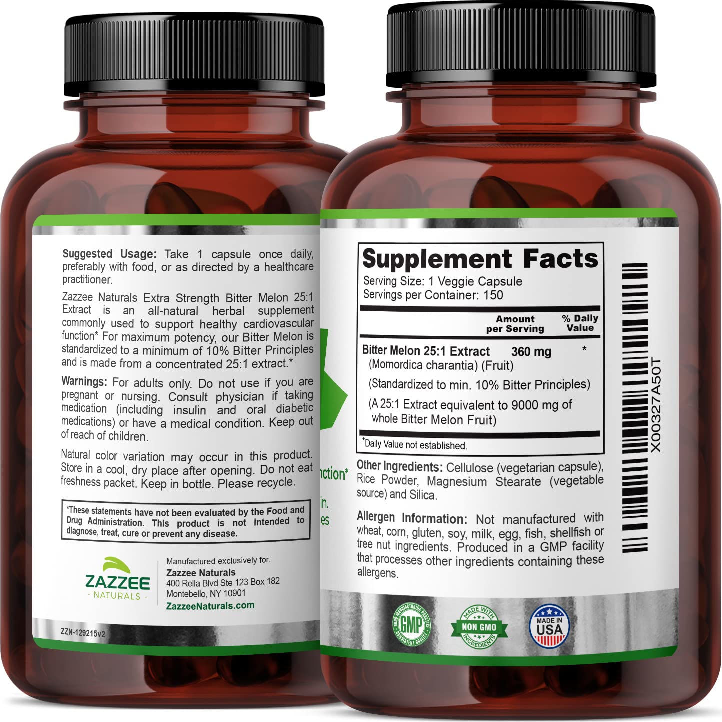 Zazzee Extra Strength Bitter Melon 25:1 Extract, 9000 mg Strength, 10% Bitter Principles Zazzee uk supplements