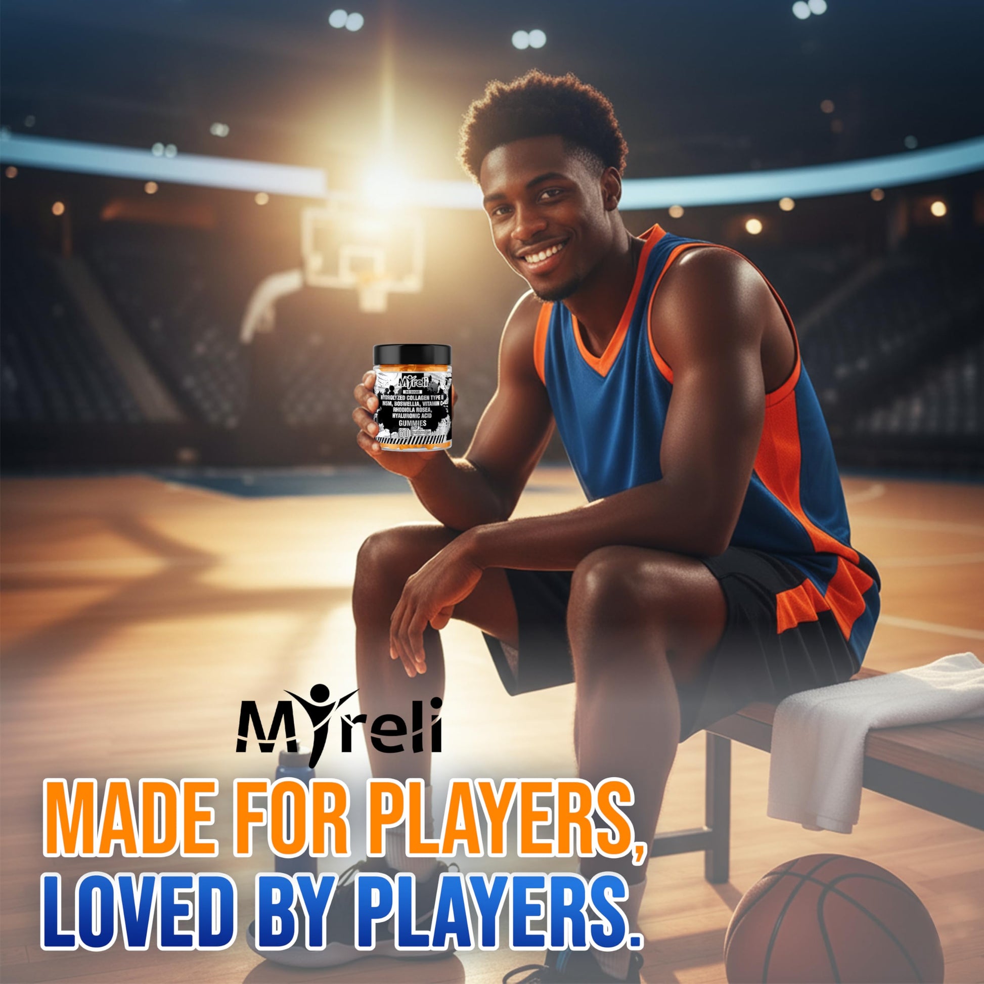 MYRELI Hydrolyzed Collagen Type II 500mg, MSM 700mg, Boswellia 200mg, Vitamin C 400mg, Rhodiola 100mg, Hyaluronic Acid 100mg, Joint Mobility, Flexibility, Basketball Athletes, Vegan, Non GMO, 60 Gummy MYRELI uk supplements