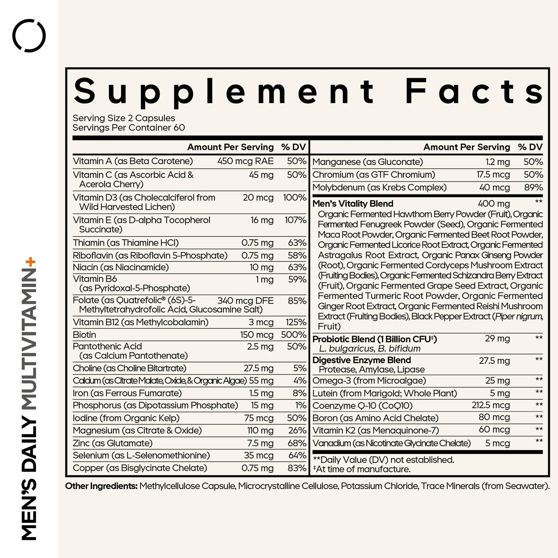 Codeage Men’s Daily Multivitamin – 25+ Essential Vitamins & Minerals, Organic Whole Foods, Probiotics, Omega-3, Zinc, Vitamins A, B, C, D, E & K – 120 Capsules Codeage uk supplements