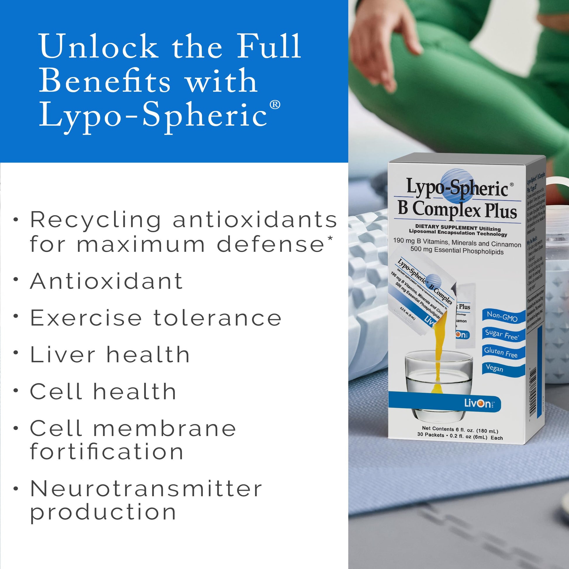 LivOn Laboratories Lypo–Spheric B Complex Plus – 30 Packets – 195 mg B Vitamins, Minerals & Cinnamon Per Packet – Liposome Encapsulated for Improved Absorption – 100% Non–GMO LivOn Laboratories uk supplements
