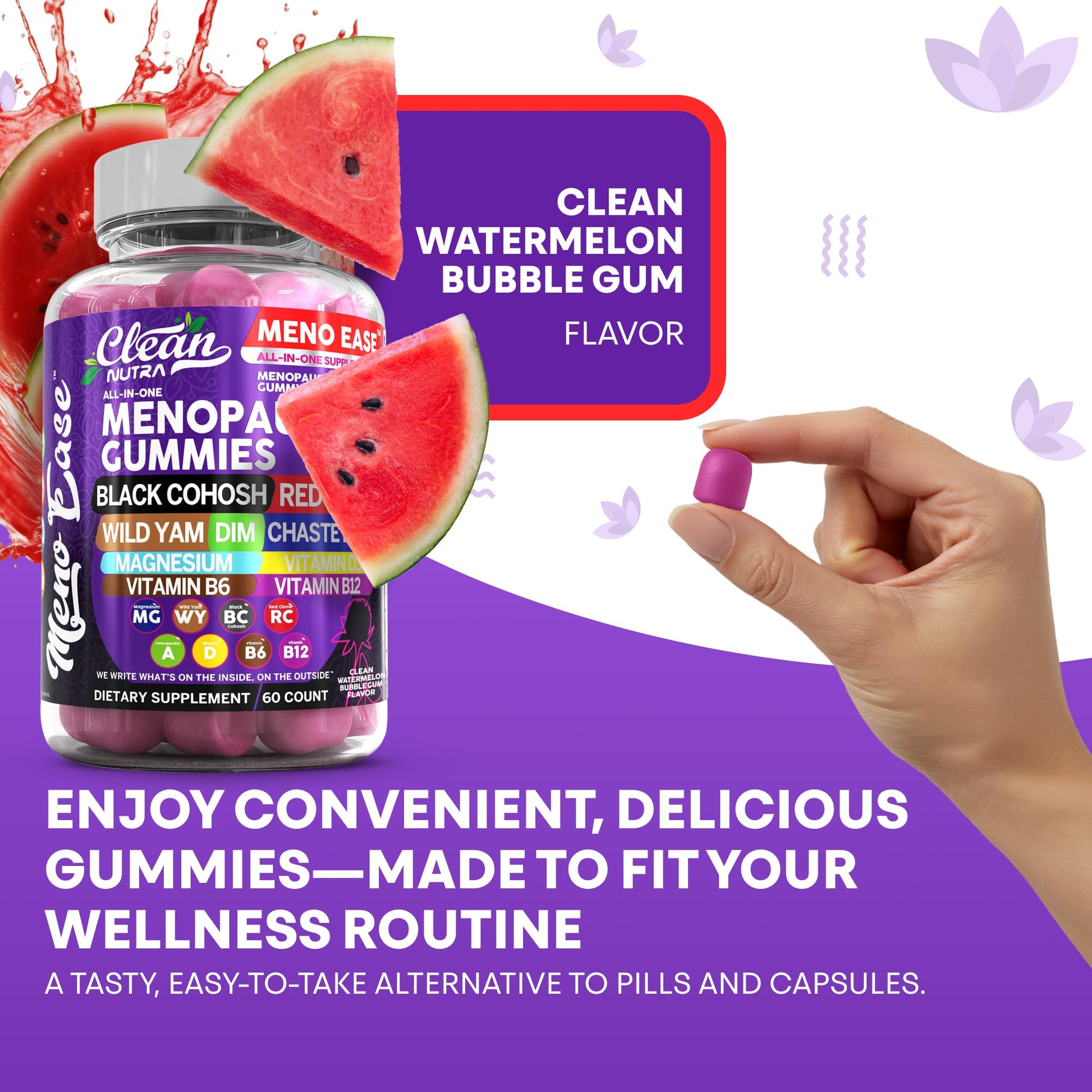 Menopause Supplement for Women Gummies with Black Cohosh, Wild Yam, DIM, Magnesium, Red Clover Chasteberry for Hormone Balance Relief Night Sweats Mood Plus Bergamot, Vitamin D3, Vitamin B6 B12 Clean Nutraceuticals uk supplements