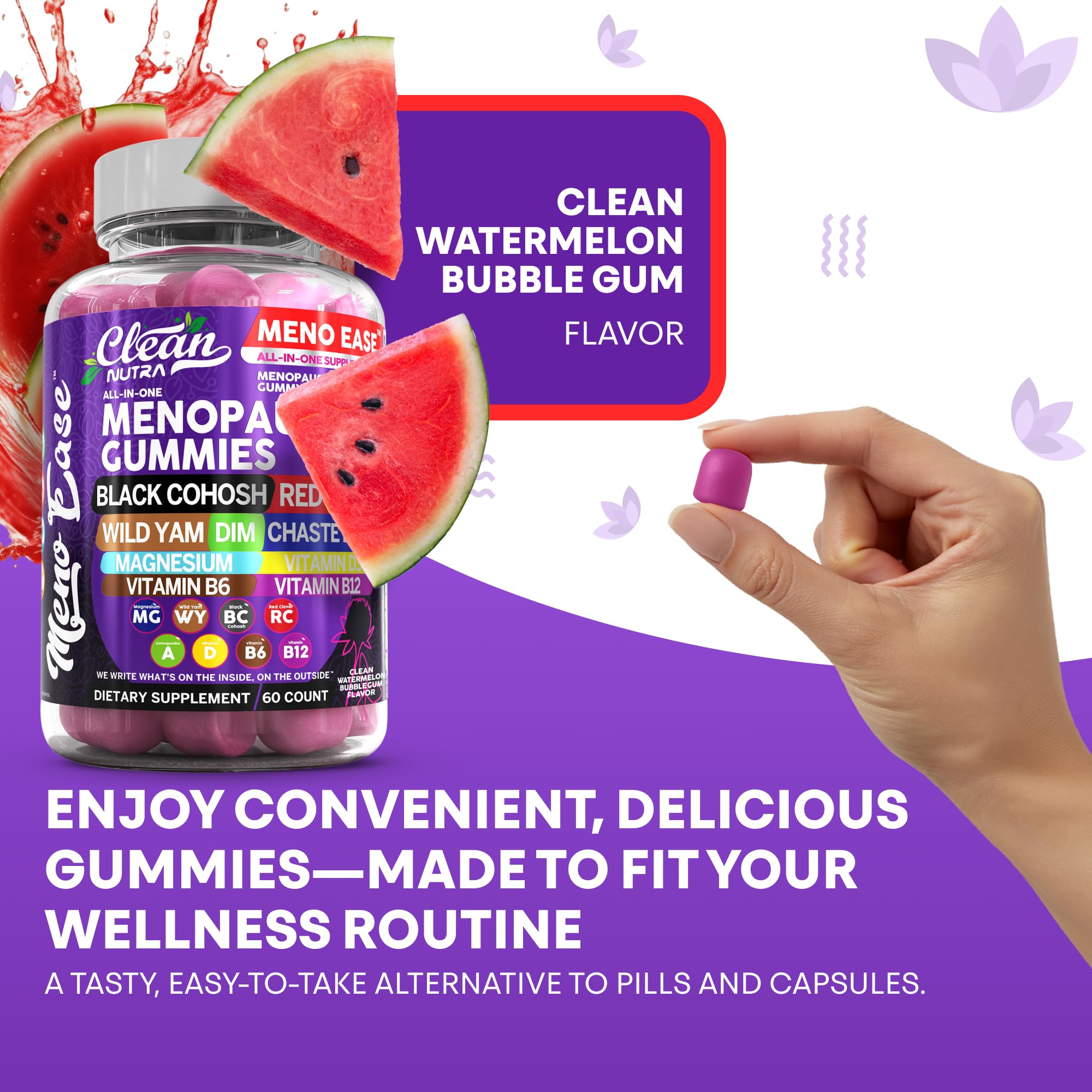 Menopause Supplement for Women Gummies with Black Cohosh, Wild Yam, DIM, Magnesium, Red Clover Chasteberry for Hormone Balance Relief Night Sweats Mood Plus Bergamot, Vitamin D3, Vitamin B6 B12 Clean Nutraceuticals uk supplements
