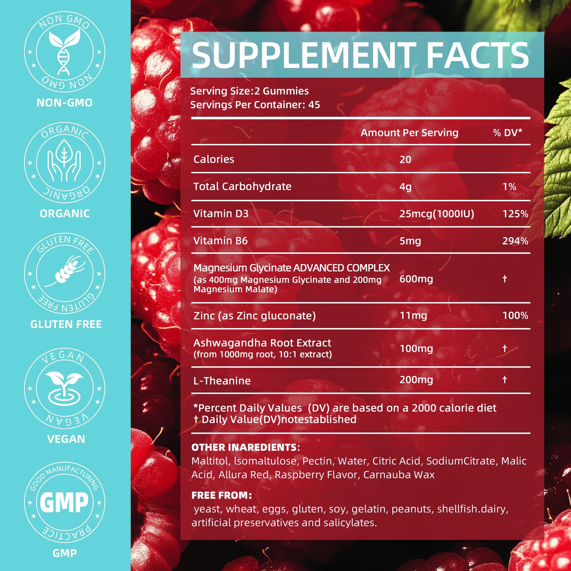 90 Count Magnesium Glycinate Gummies 400 mg - Sugar Free Magnesium Supplement for Adults with Glycinate & Malate, L-Theanine, Ashwagandha, Zinc, Vitamin B6 & D3, Supports Relaxation & Sleep AFXMATE uk supplements