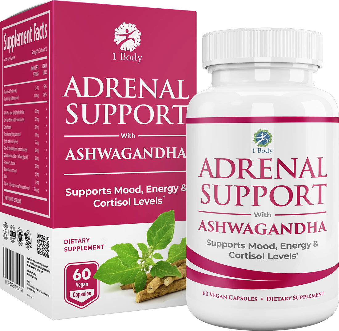 1 Body Adaptogen Complex Supplement with Ashwagandha - 60 Vegan Cap 1 Body uk supplements
