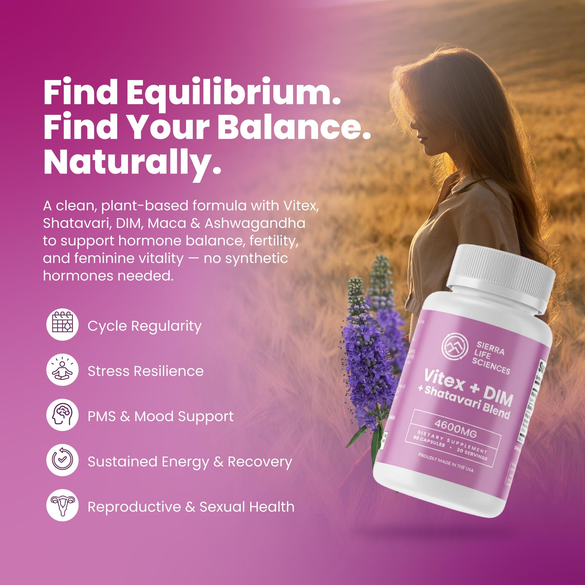 SIERRA LIFE SCIENCES Hormonal Balance Blend for Women – Vitex, DIM, Shatavari + Adaptogenic Support – Menstrual & Menopause Relief – Vegan, Clean-Label Formula – 4600mg – (Pack of 2) SIERRA LIFE SCIENCES uk supplements