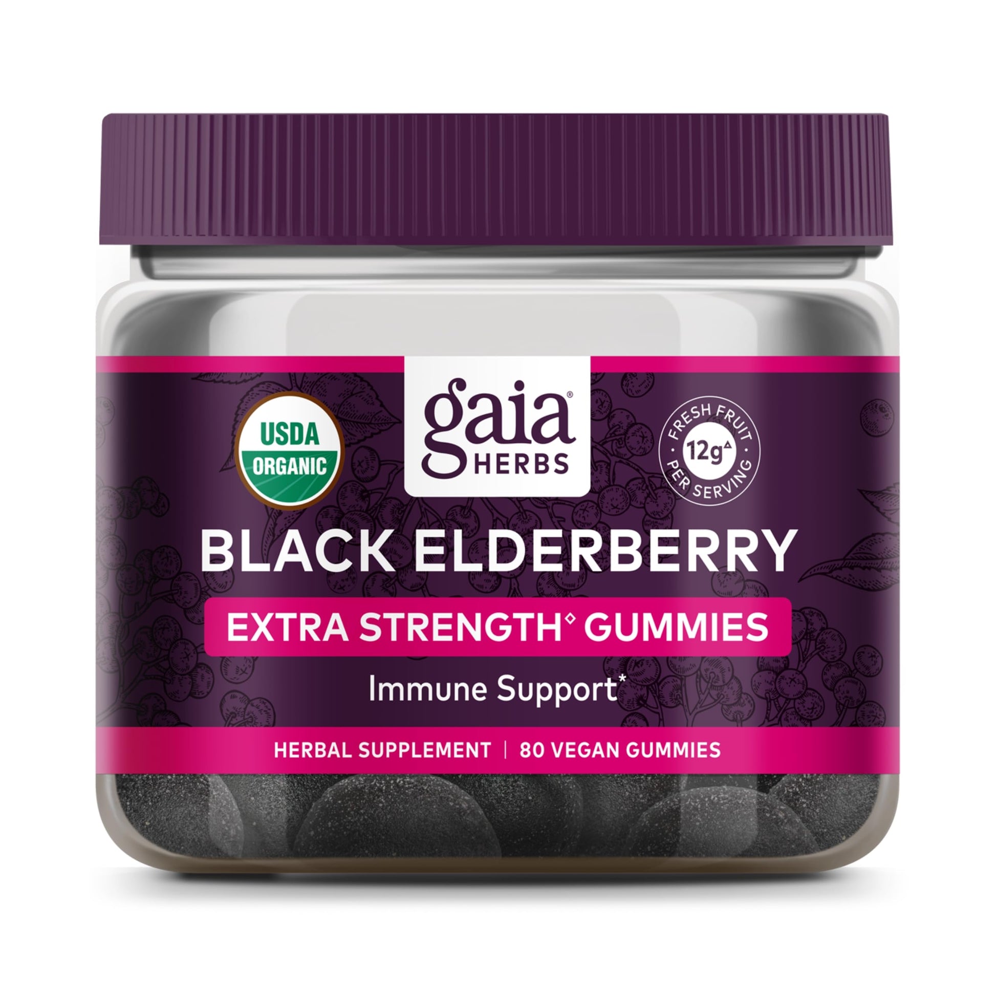 Gaia Herbs Black Elderberry (Sambucus Nigra) Extra Strength Gummies Gaia Herbs uk supplements