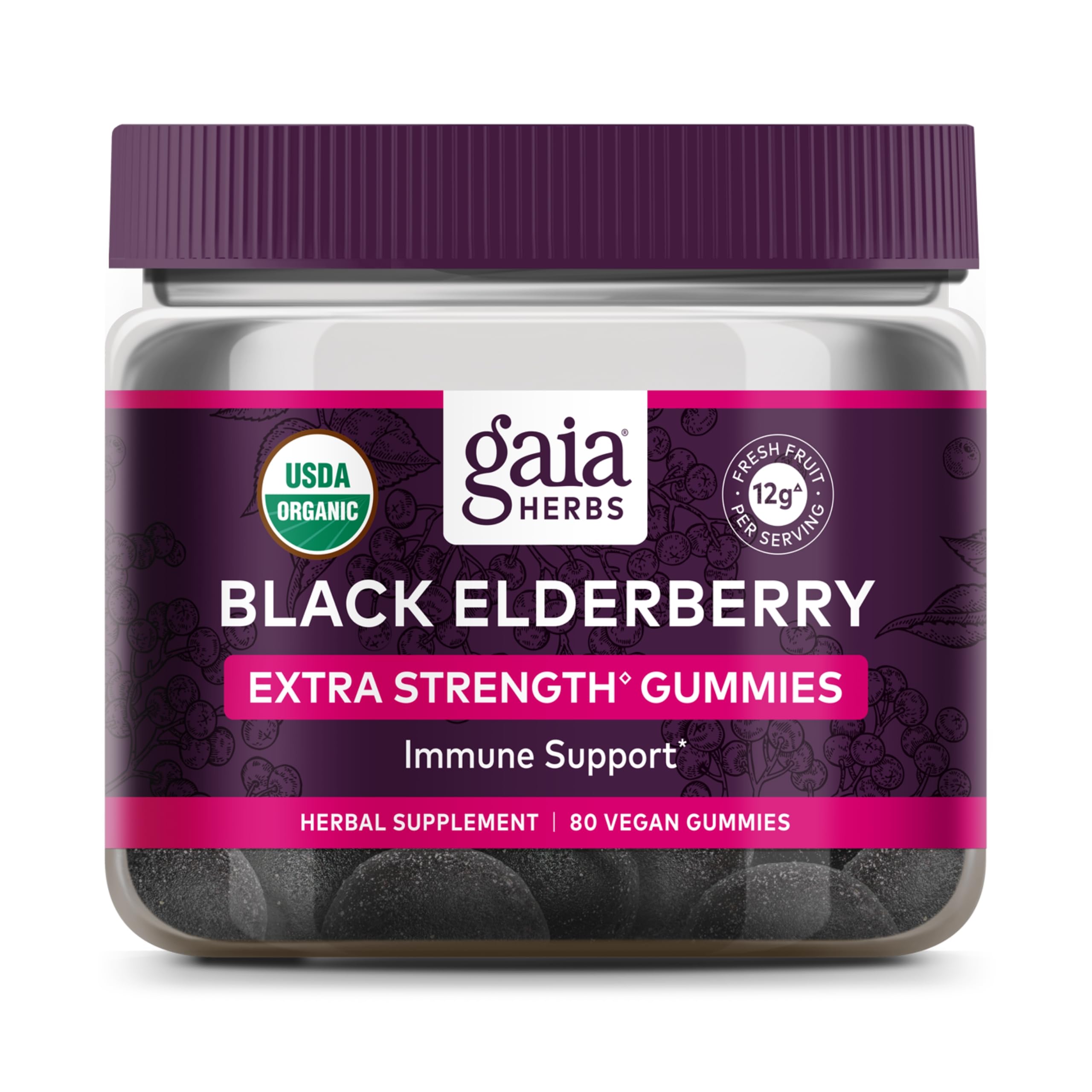 Gaia Herbs Black Elderberry (Sambucus Nigra) Extra Strength Gummies Gaia Herbs uk supplements