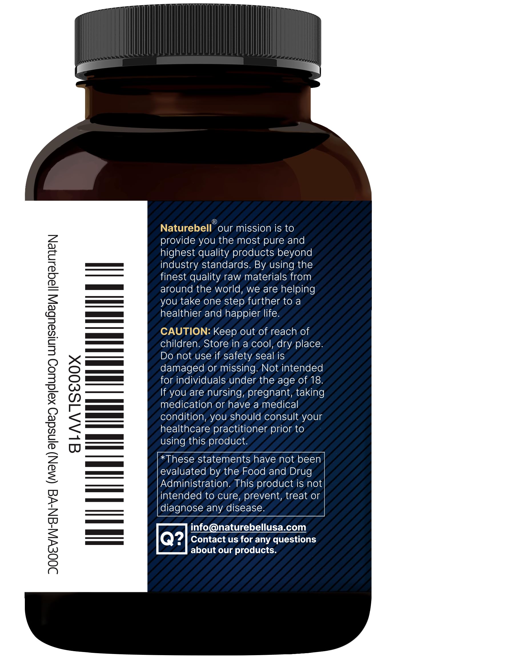 Magnesium Complex 500mg, 300 Capsules | 10-in-1 Magnesium Glycinate, Citrate, Malate & More | Chelated Form for Easy Absorption | Non-GMO NatureBell uk supplements