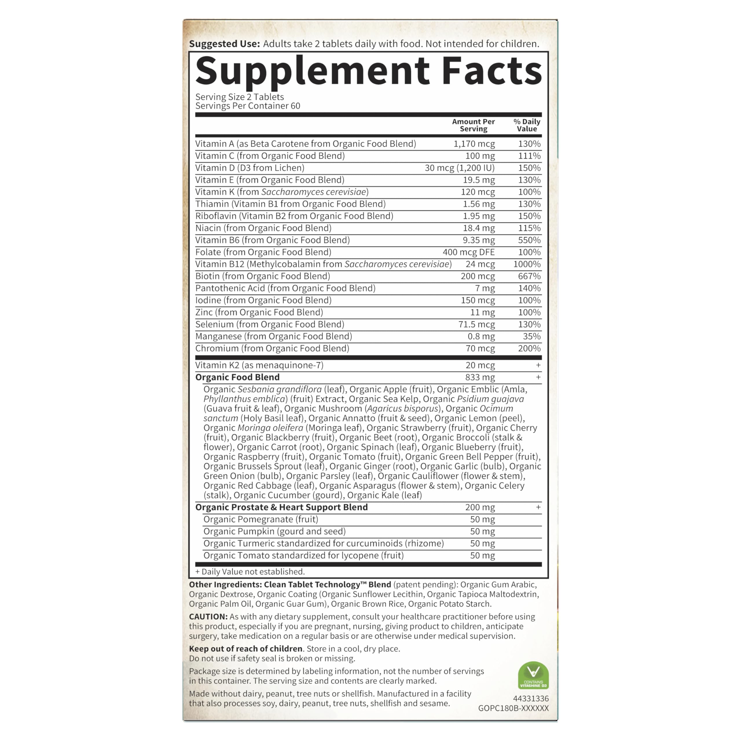 Garden of Life Organics Whole Food Multivitamin for Men 40+ 120 Tablets, Vegan Mens Multi for Health Garden of Life uk supplements