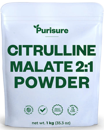 Purisure Citrulline Malate 2:1 Powder, 1 kg, Citrulline Supplement and Citrulline Nitrate Purisure uk supplements