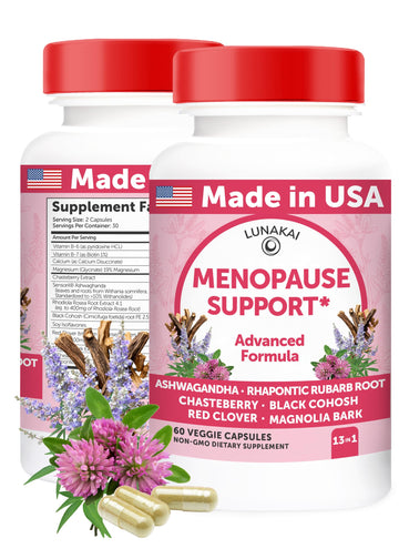 Lunakai USA Made Natural Menopause Supplements for Women – 13-in-1 Menopause Relief for Hot Flashes, Night Sweats, Sleep & Mood Support, 60ct Lunakai uk supplements