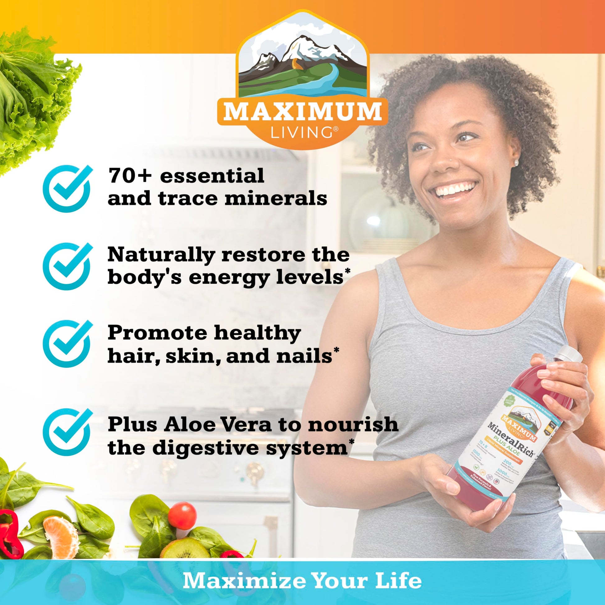 Maximum Living MineralRich Minerals Supplement with Aloe - Liquid Blend of Vitamins and Trace Minerals - 32 oz Maximum Living uk supplements