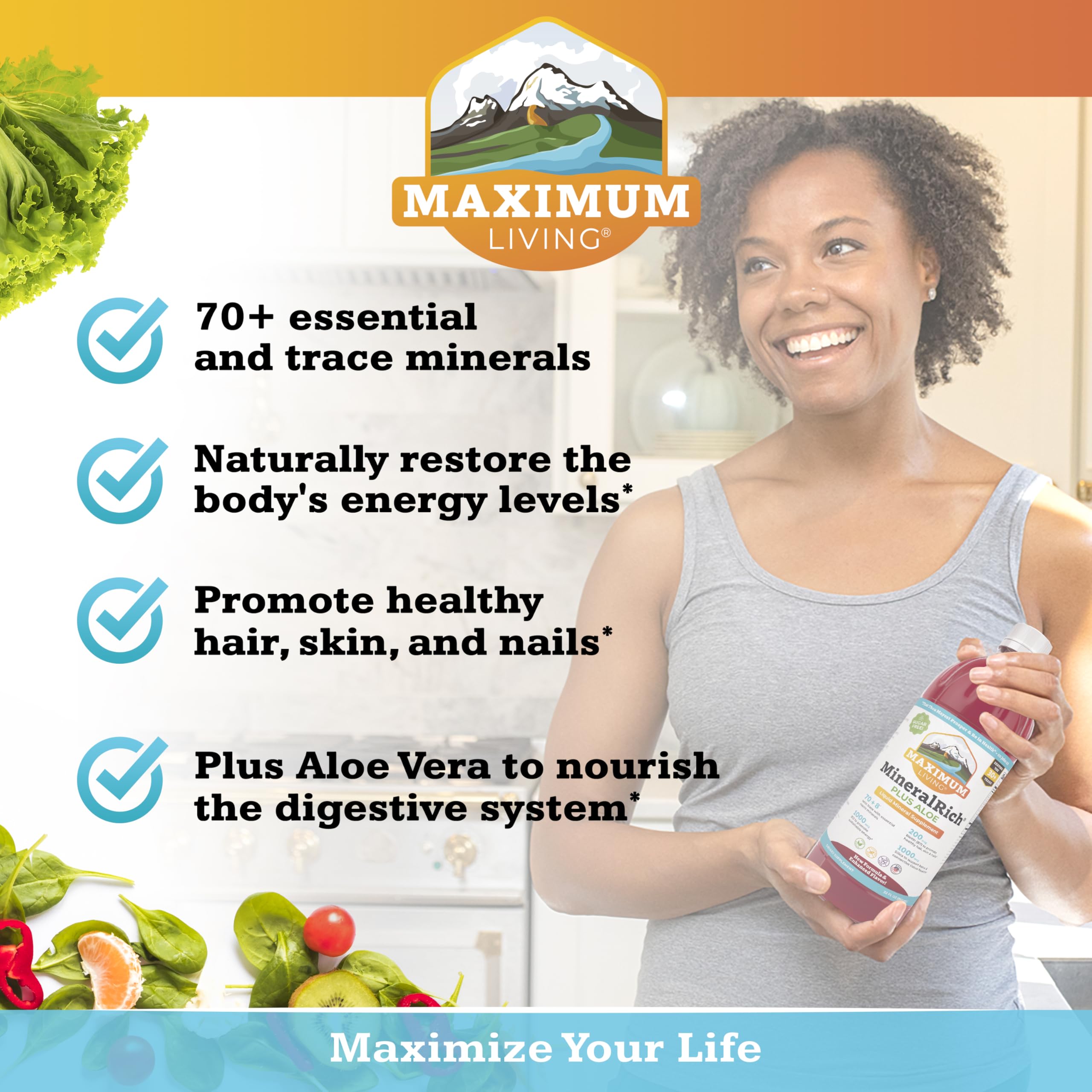 Maximum Living MineralRich Minerals Supplement with Aloe - Liquid Blend of Vitamins and Trace Minerals - 32 oz Maximum Living uk supplements