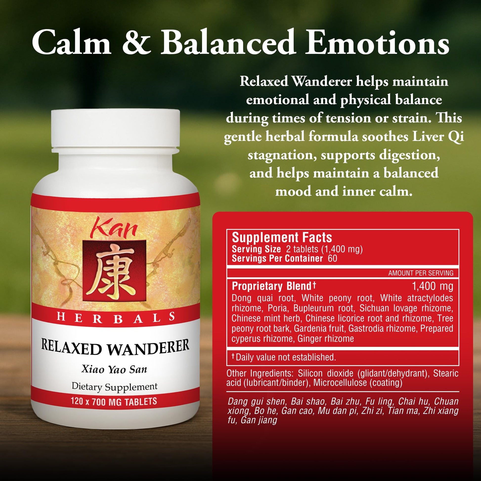 Kan Herbs Company Relaxed Wanderer – Traditional Chinese Herbal Formula to Support Mood, Digestion, and Menstrual Balance, Nourishes Blood, Eases Occasional Tension and Fatigue, 120 Tablets Kan Herb uk supplements
