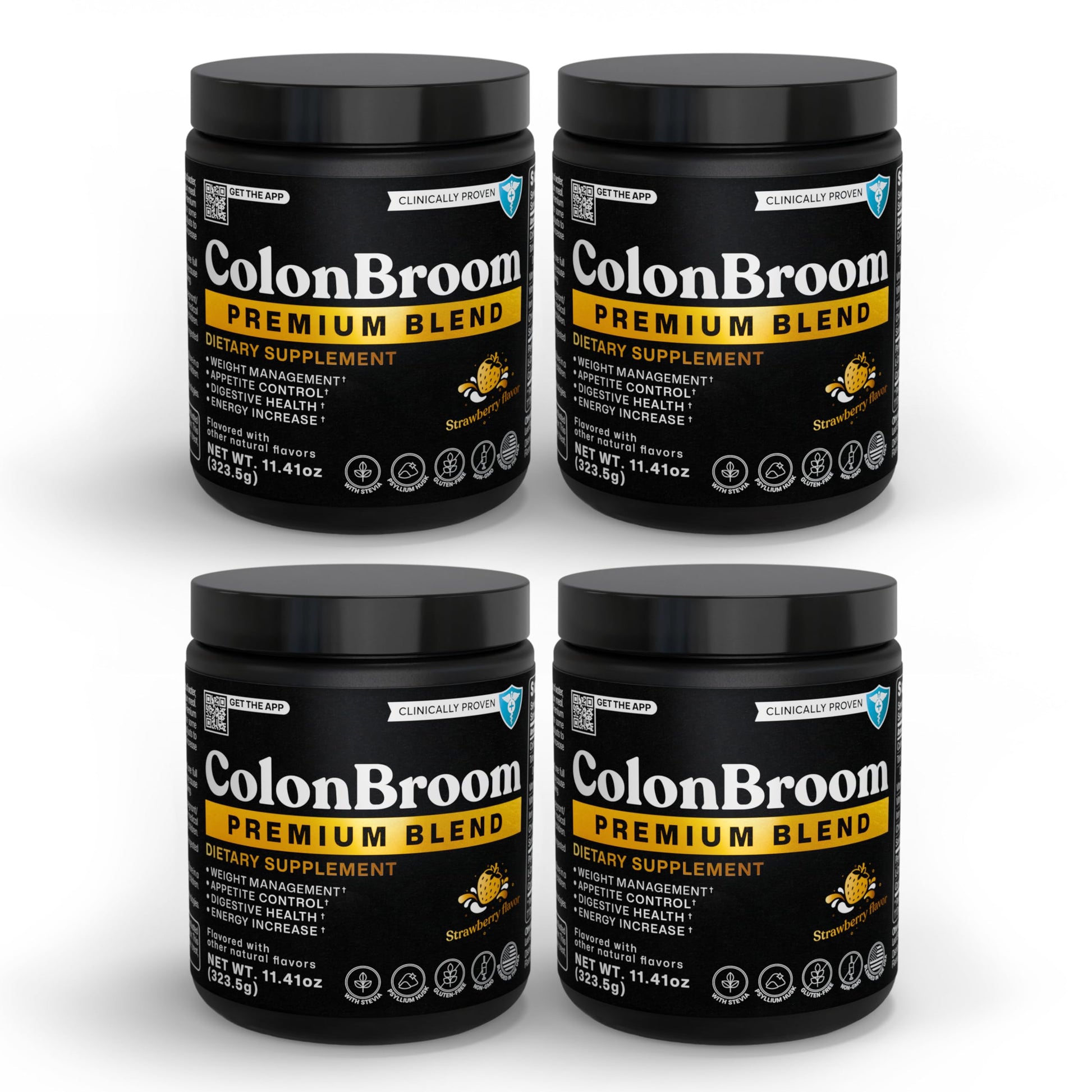 ColonBroom Premium Weight Management Supplement (Strawberry) - Colon Broom Psyllium Husk Fiber Powder Drink - Gluten Free, Non-GMO Colon Cleanse for Bloating Relief & Gut Health, 200 Servings ColonBroom uk supplements