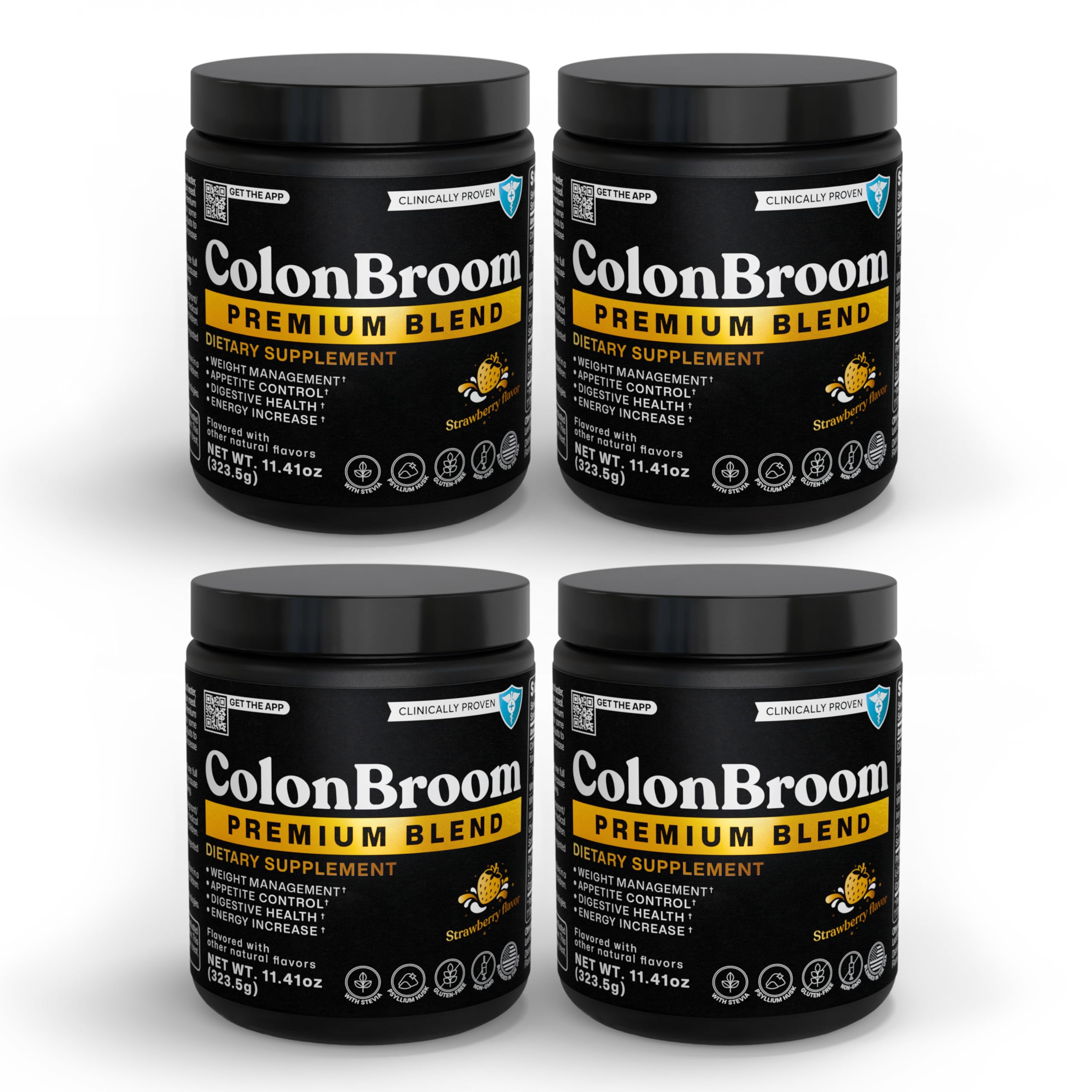 ColonBroom Premium Weight Management Supplement (Strawberry) - Colon Broom Psyllium Husk Fiber Powder Drink - Gluten Free, Non-GMO Colon Cleanse for Bloating Relief & Gut Health, 200 Servings ColonBroom uk supplements