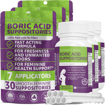Boric Acid Suppositories - Helps Fight Against BV, Yeast Infections - Manages Odor - Promote pH Balance Intimate Rose uk supplements