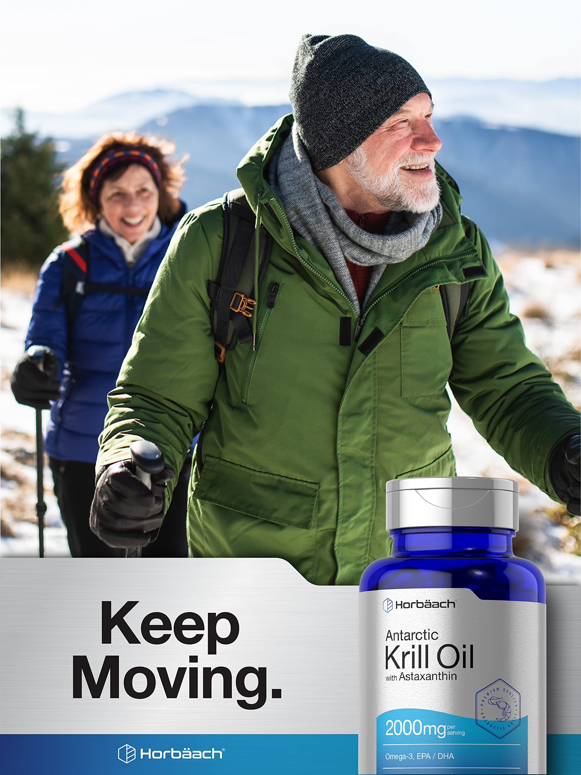 Horbäach Antarctic Krill Oil 2000mg | 60 Softgel Capsules | Omega-3, EPA, DHA Supplemen Horbäach uk supplements