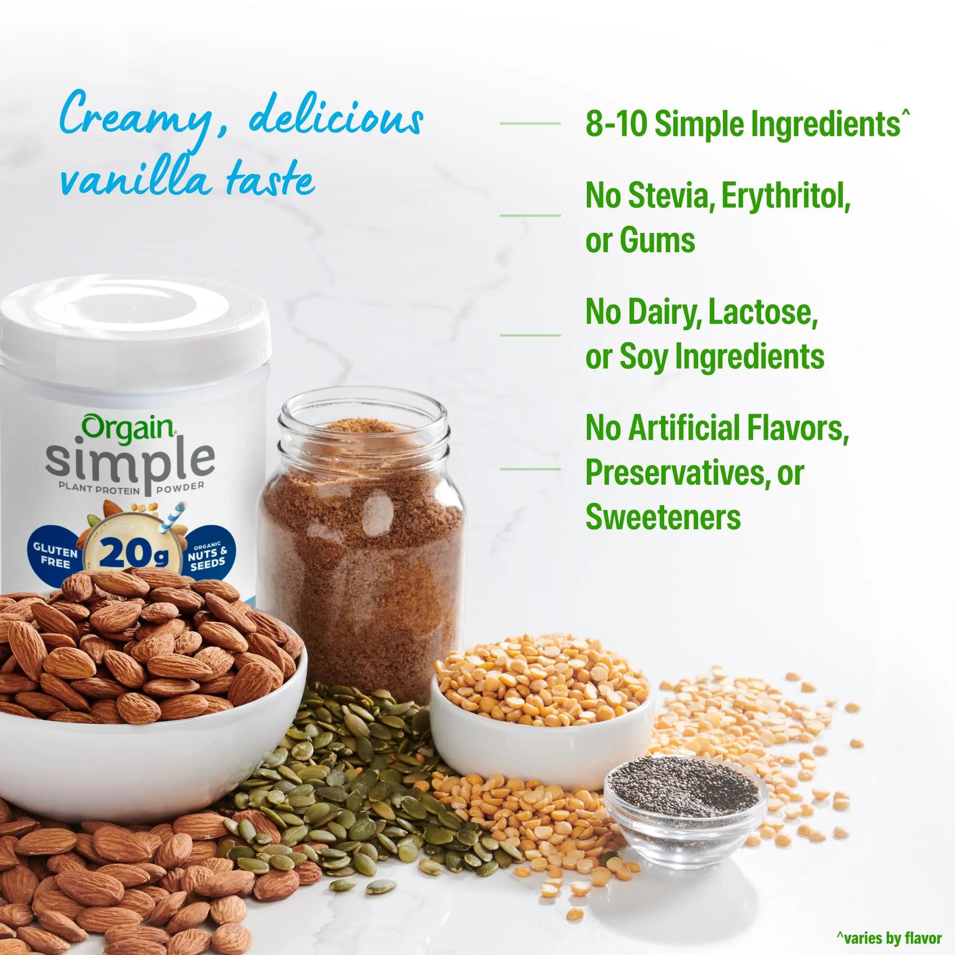 Orgain Organic Simple Vegan Protein Powder, Vanilla - 20g Plant Based Protein, Made with less Ingredients, No Artificial Sweeteners, Gluten Free, No Dairy or Lactose, 1.25 lb (Packaging May Vary) Orgain uk supplements
